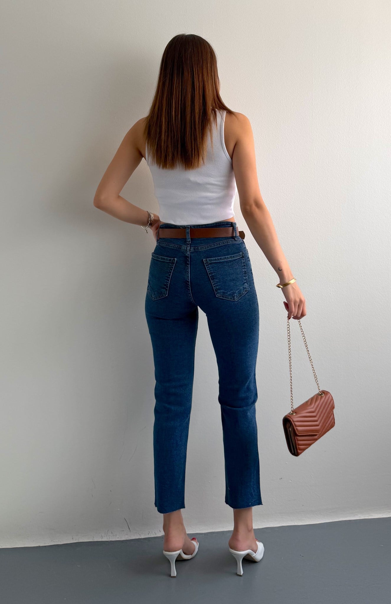 Dar Paça Kemerl Pantolon LACİVERT