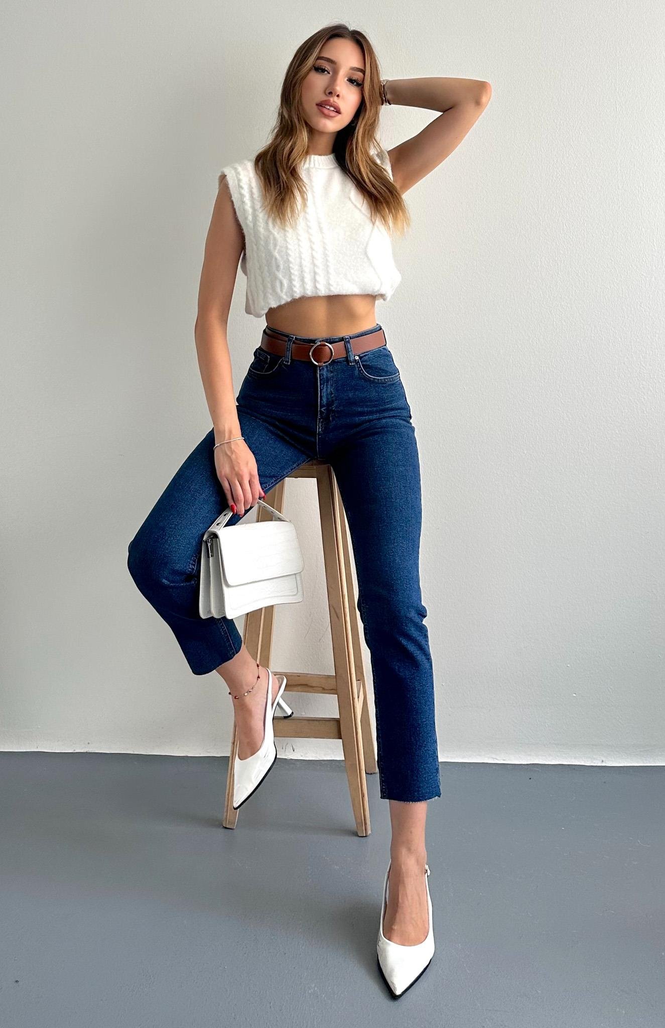 Dar Paça Kemerl Pantolon LACİVERT