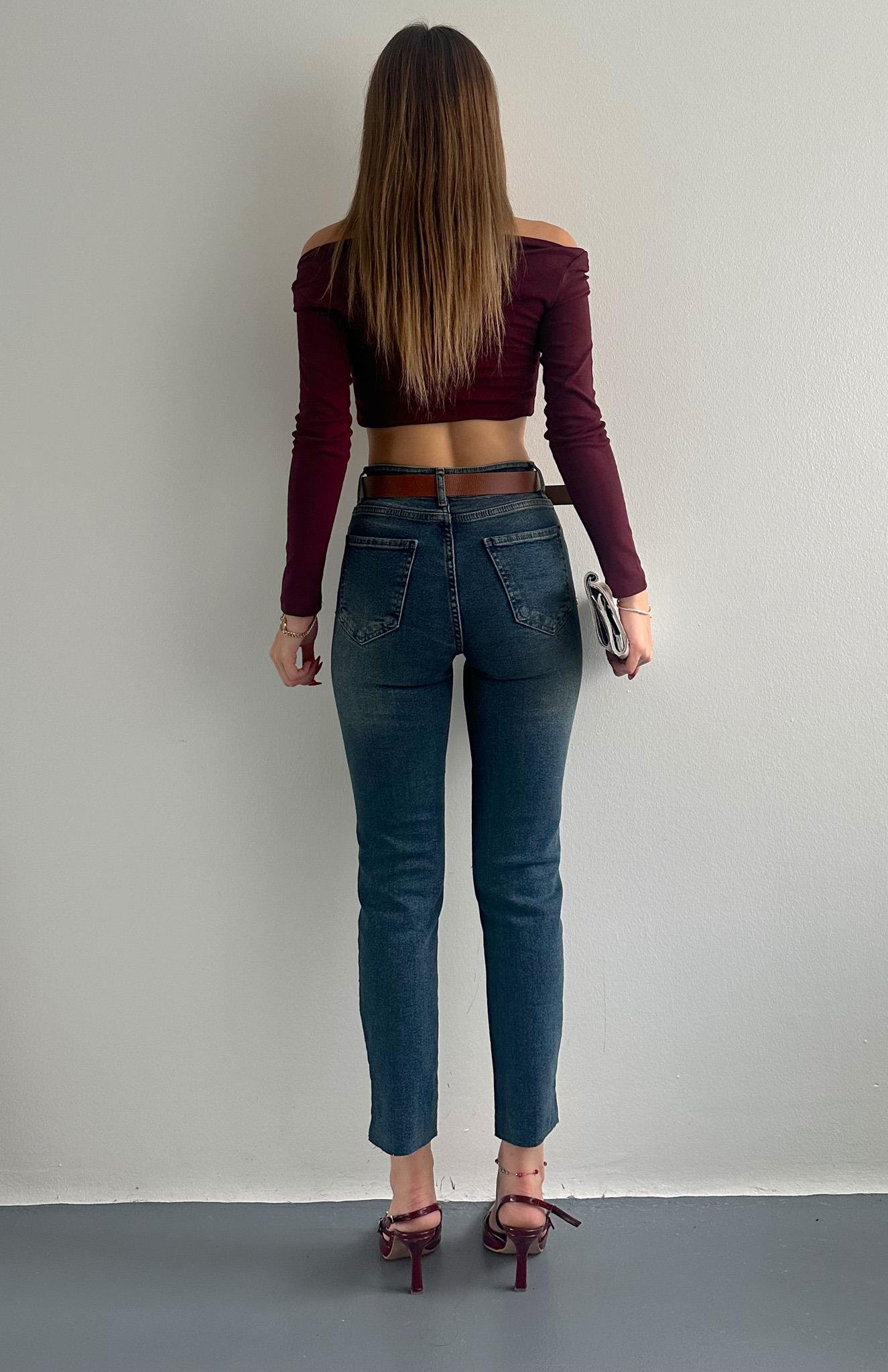 Dar Paça Kemerl Pantolon TİNT