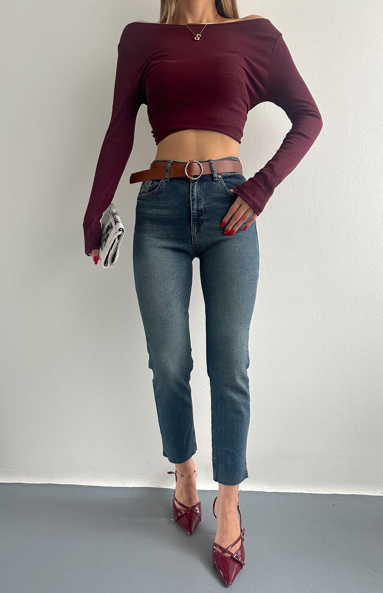 Dar Paça Kemerl Pantolon TİNT