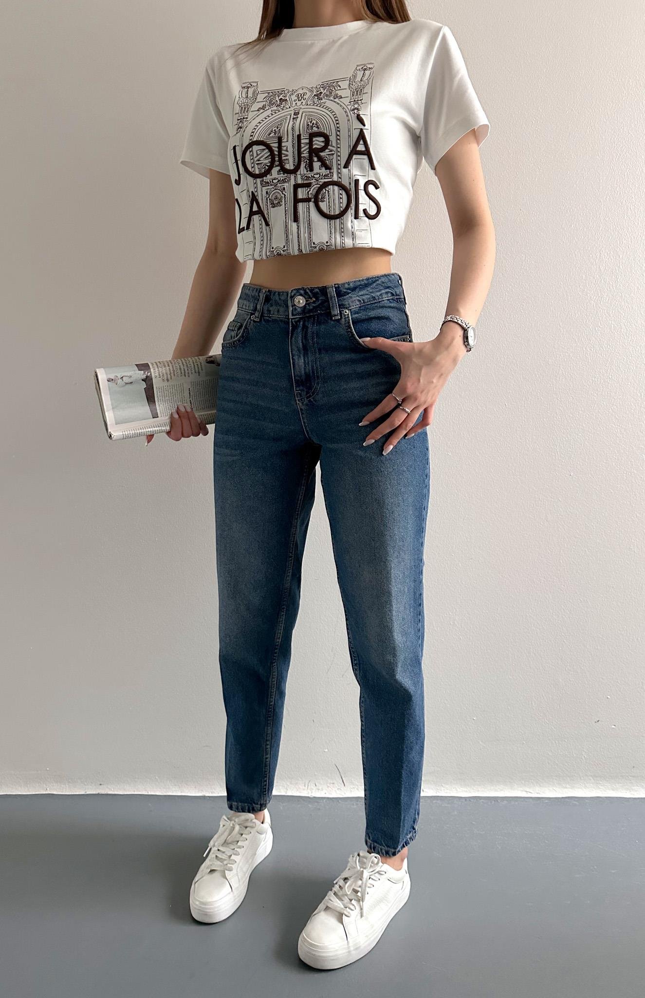 Daralan Paça Düşük Bel Pantolon MAVİ