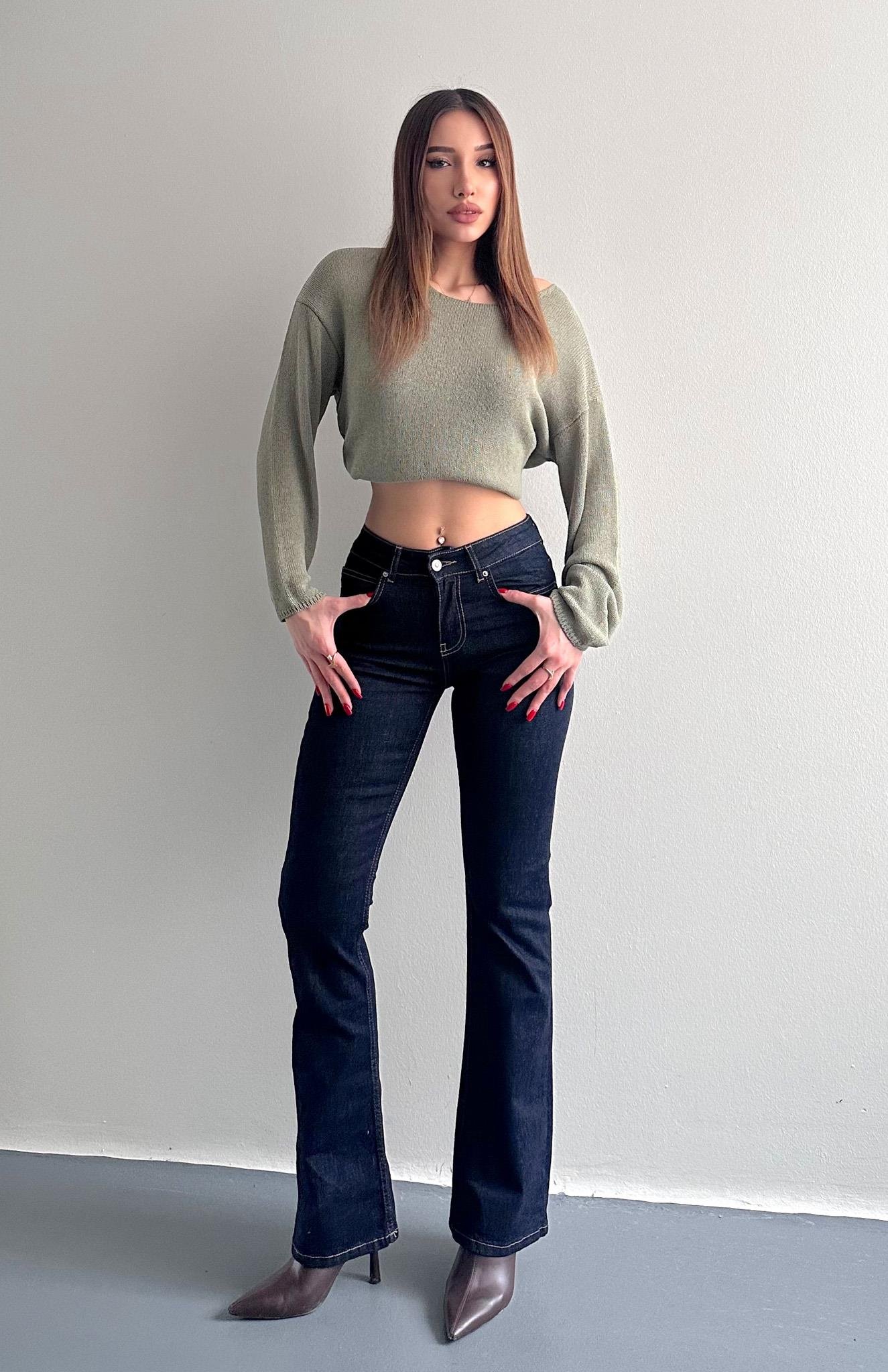 Düşükbel Bootcut Pantolon LACİVERT