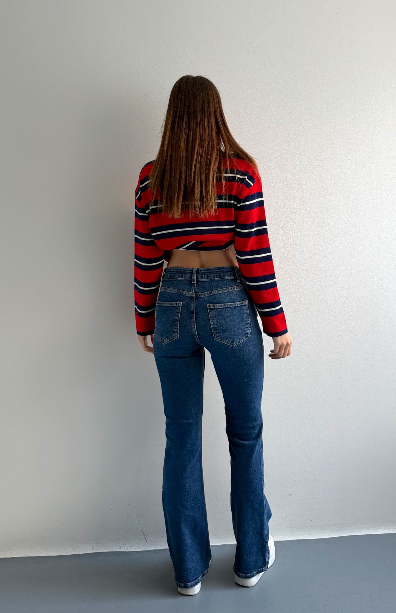 Düşükbel Likralı Bootcut Pantolon MAVİ