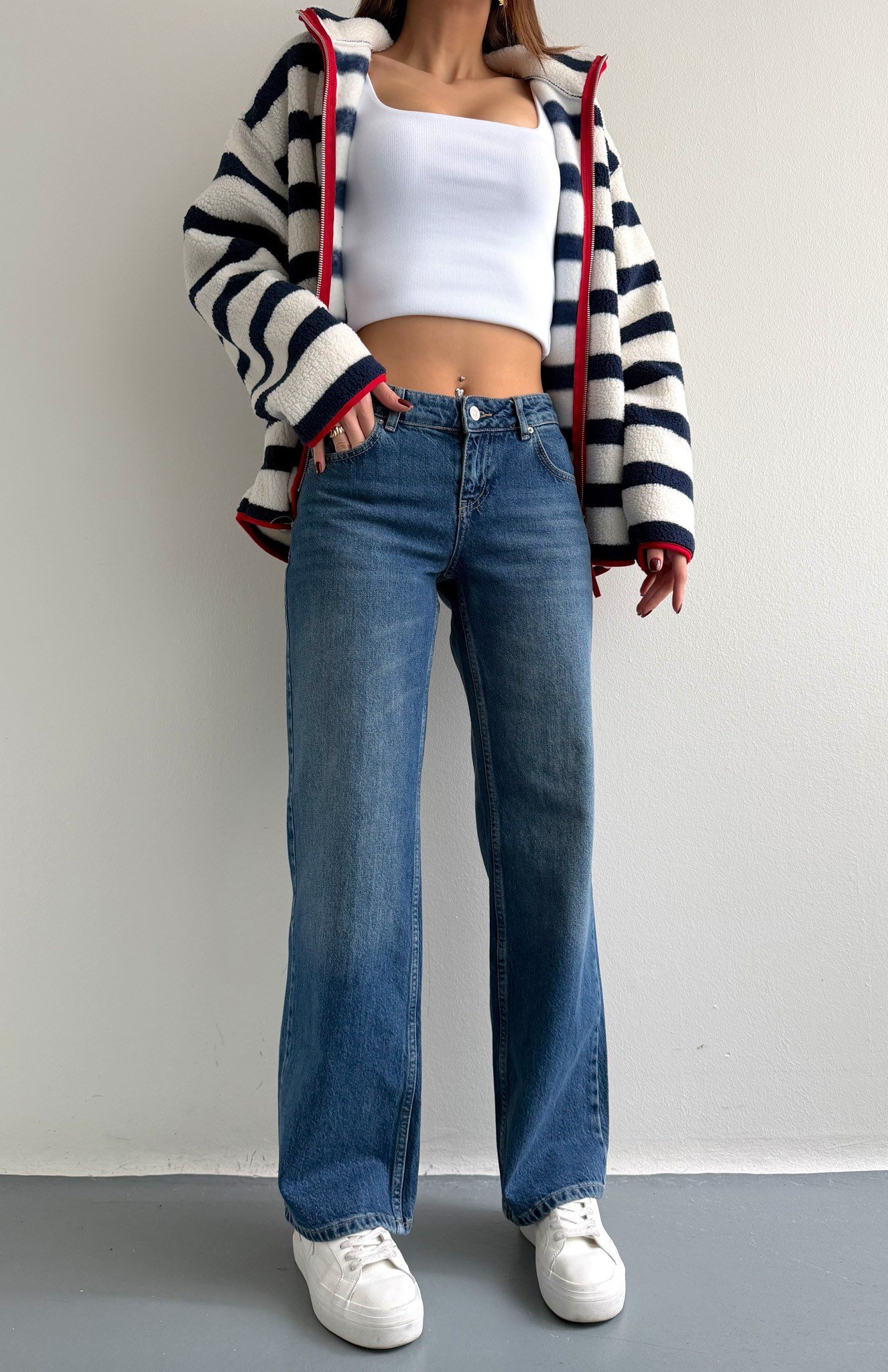 Düşükbel Stright Pantolon MAVİ