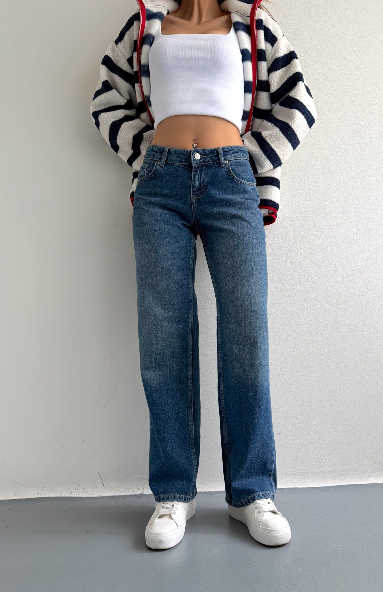 Düşükbel Stright Pantolon MAVİ