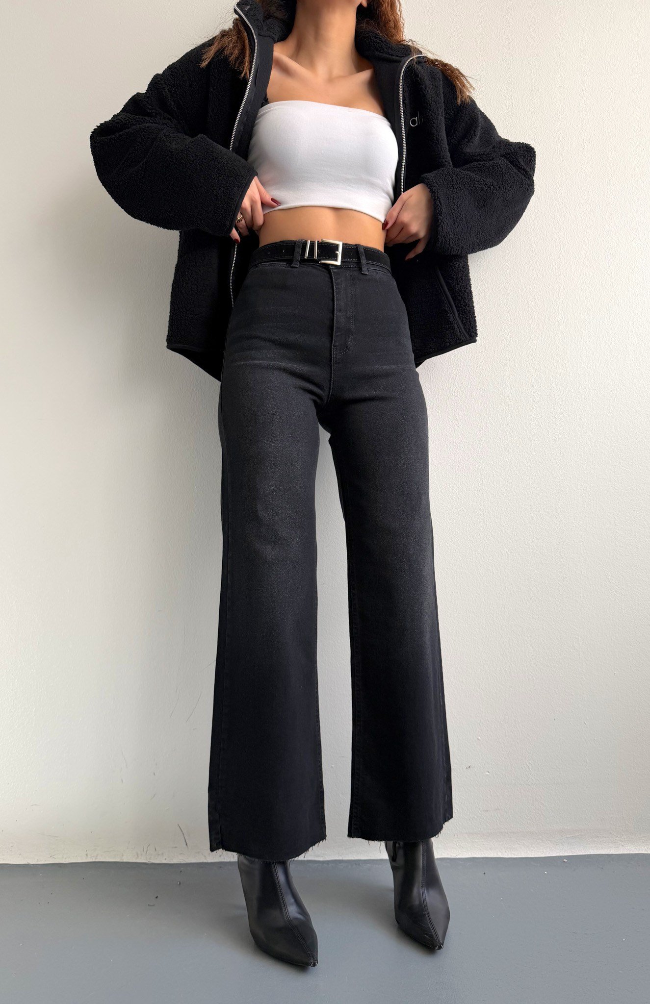 Kemerl Bol Paça Pantolon ANTRASİT