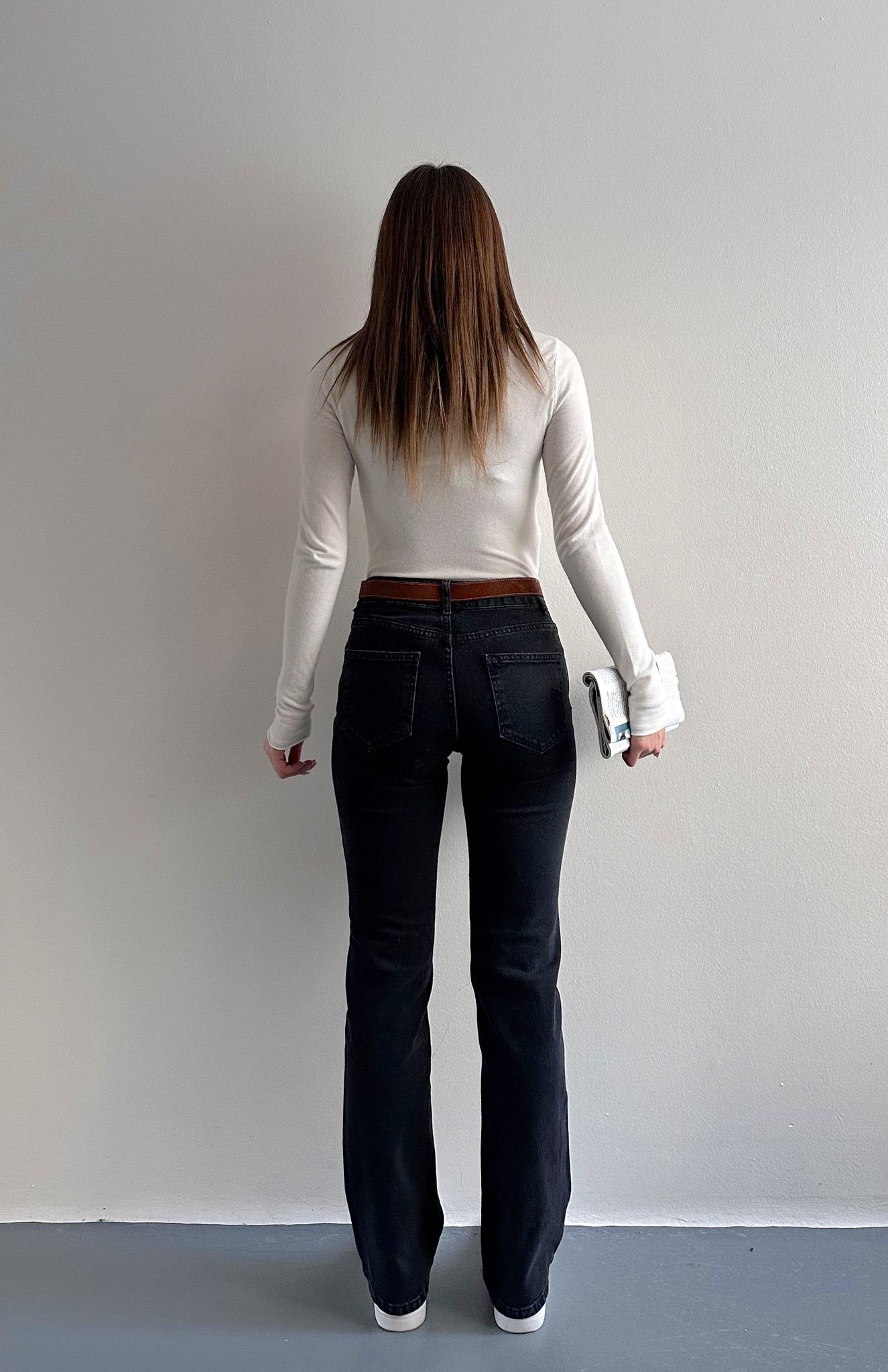 Kemerli Düşükbel Pantolon SİYAH