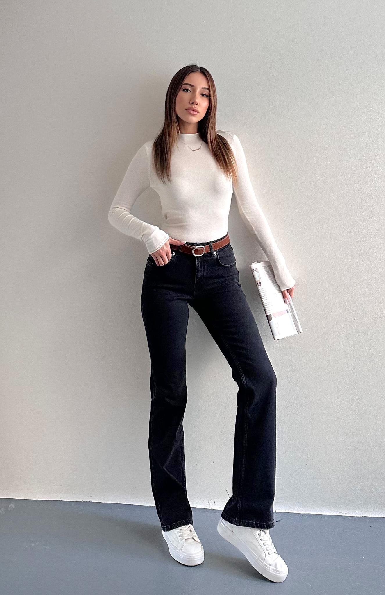 Kemerli Düşükbel Pantolon SİYAH