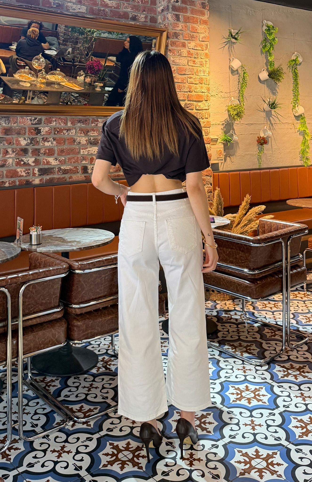 Kemerli Kısa Pantolon BEYAZ