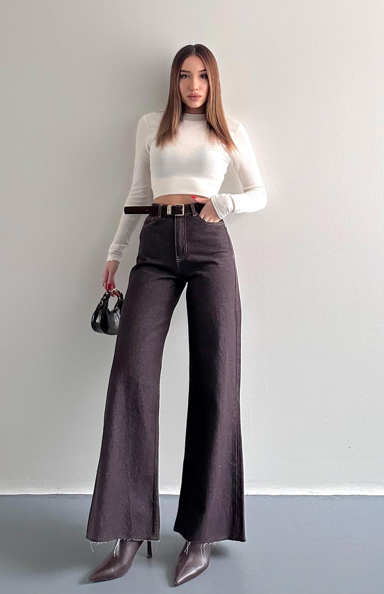 Kemerli Kot Pantolon KAHVERENGİ