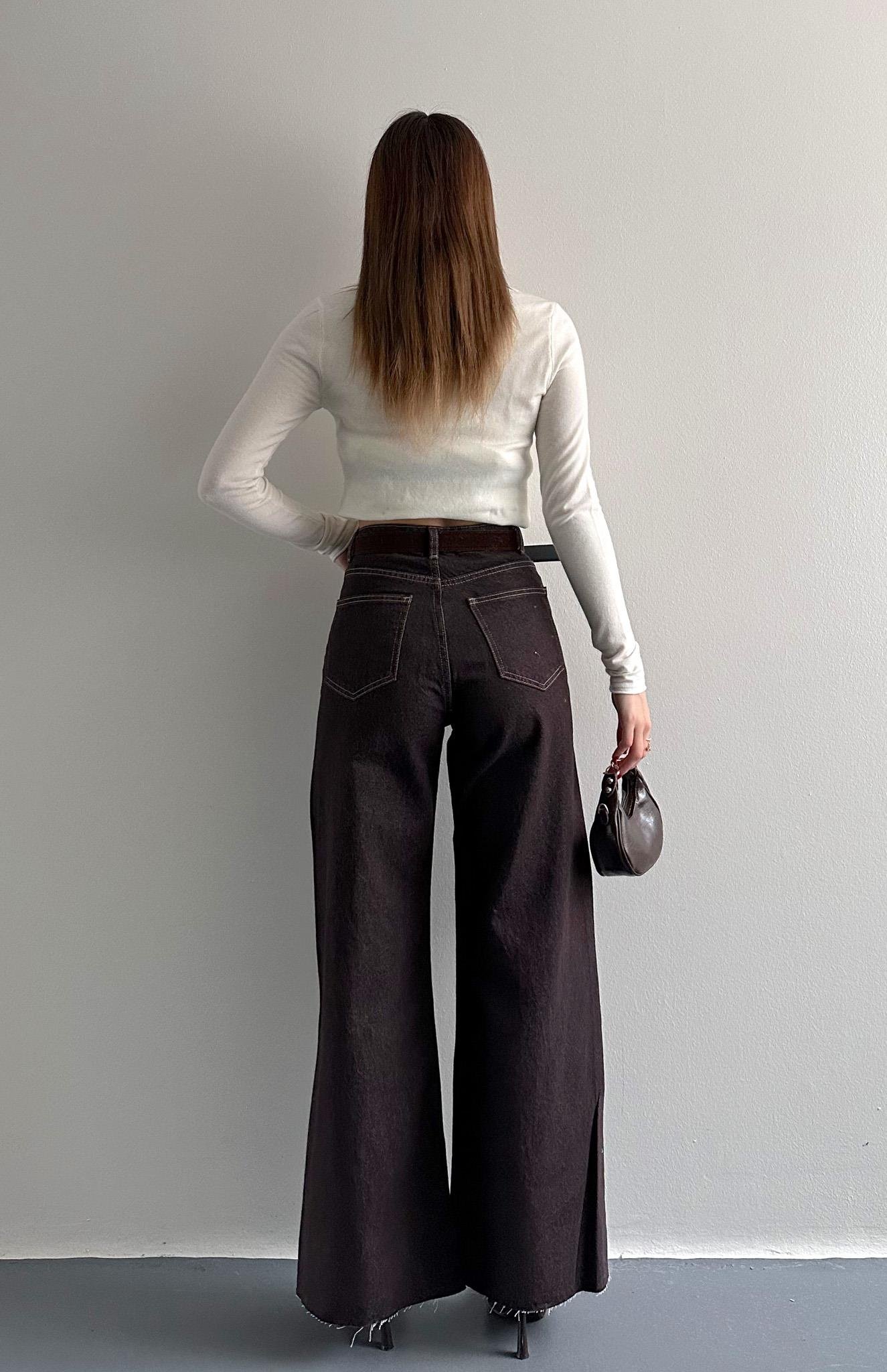 Kemerli Kot Pantolon KAHVERENGİ