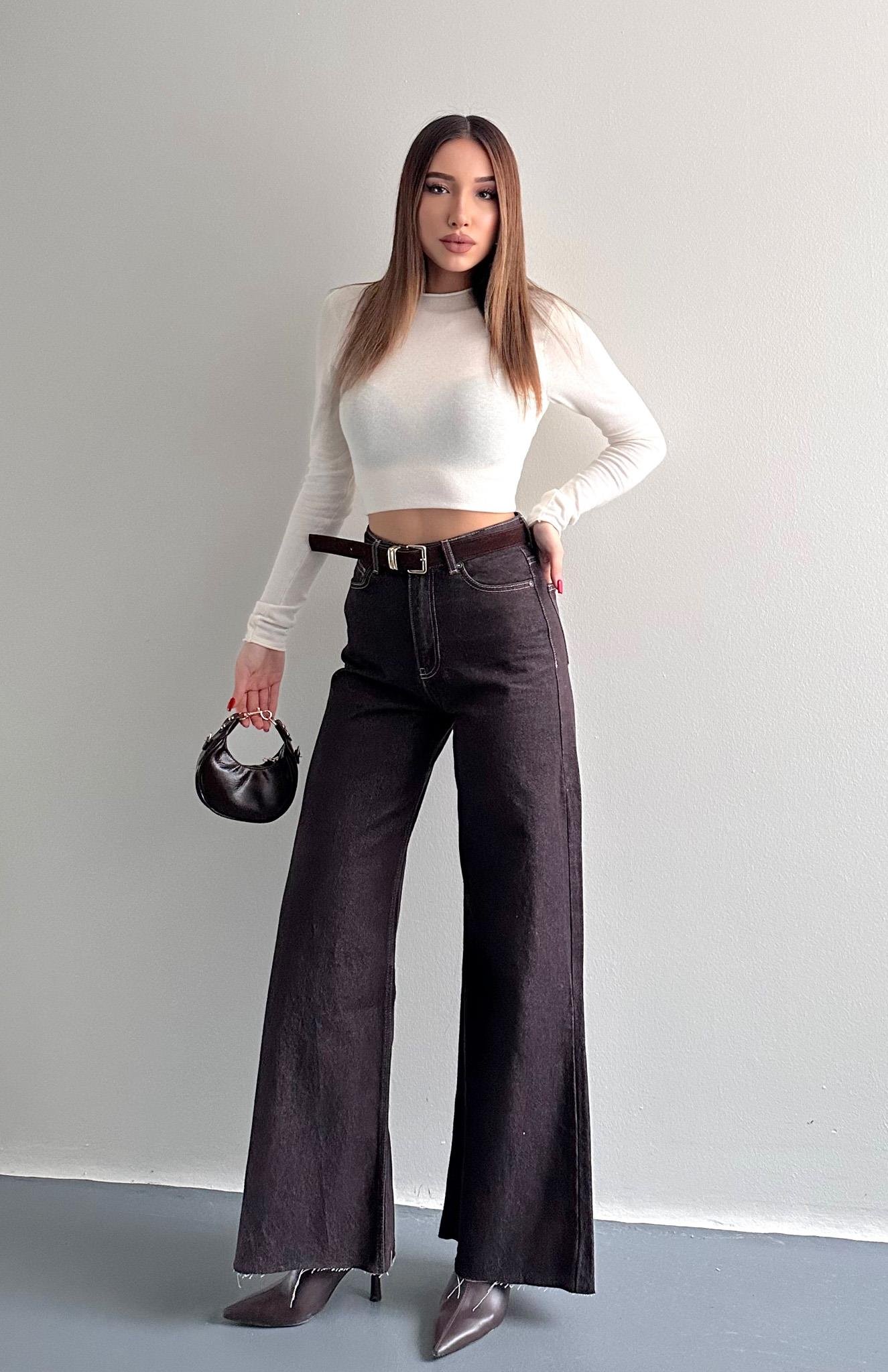 Kemerli Kot Pantolon KAHVERENGİ