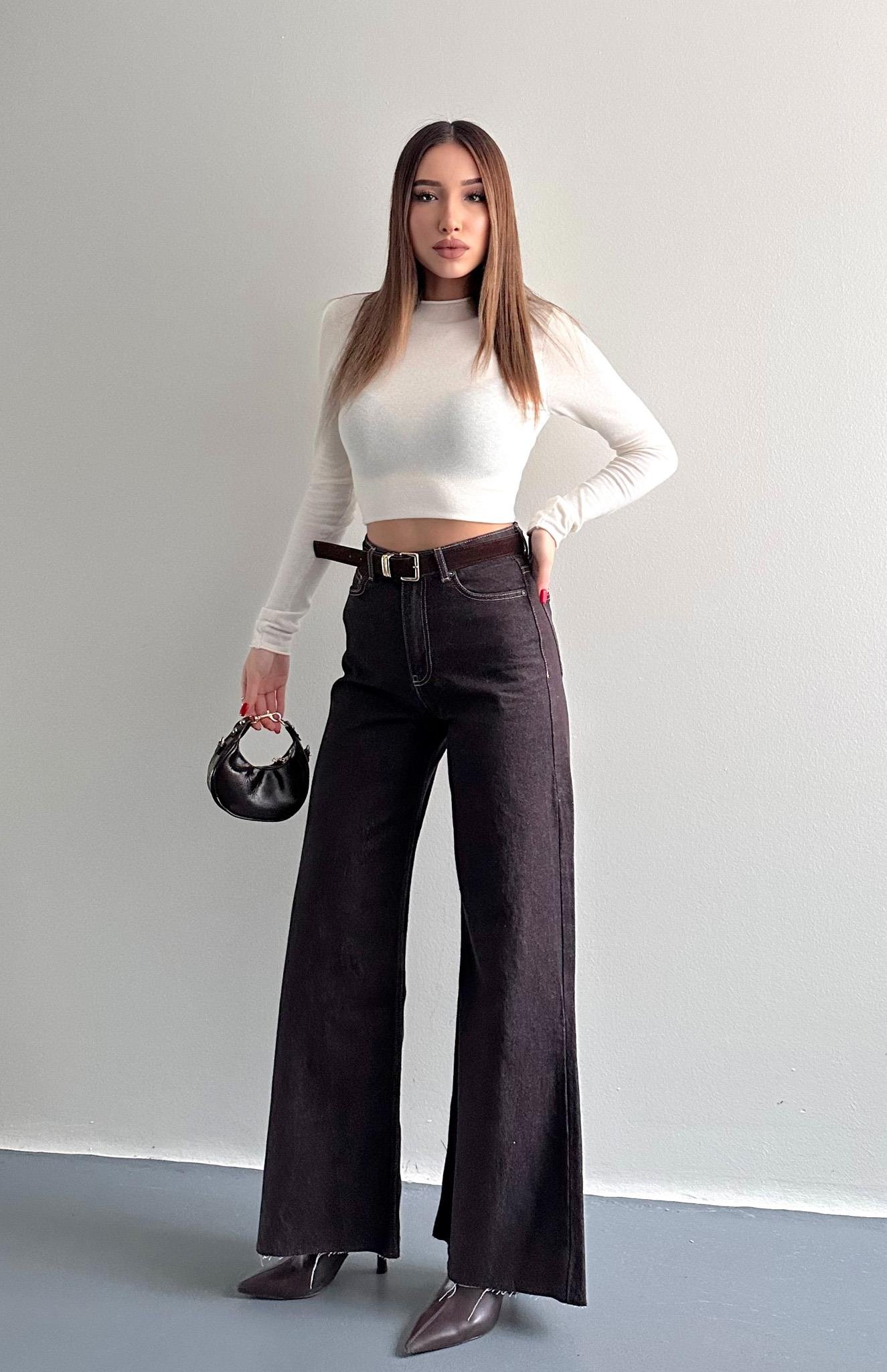 Kemerli Kot Pantolon KAHVERENGİ