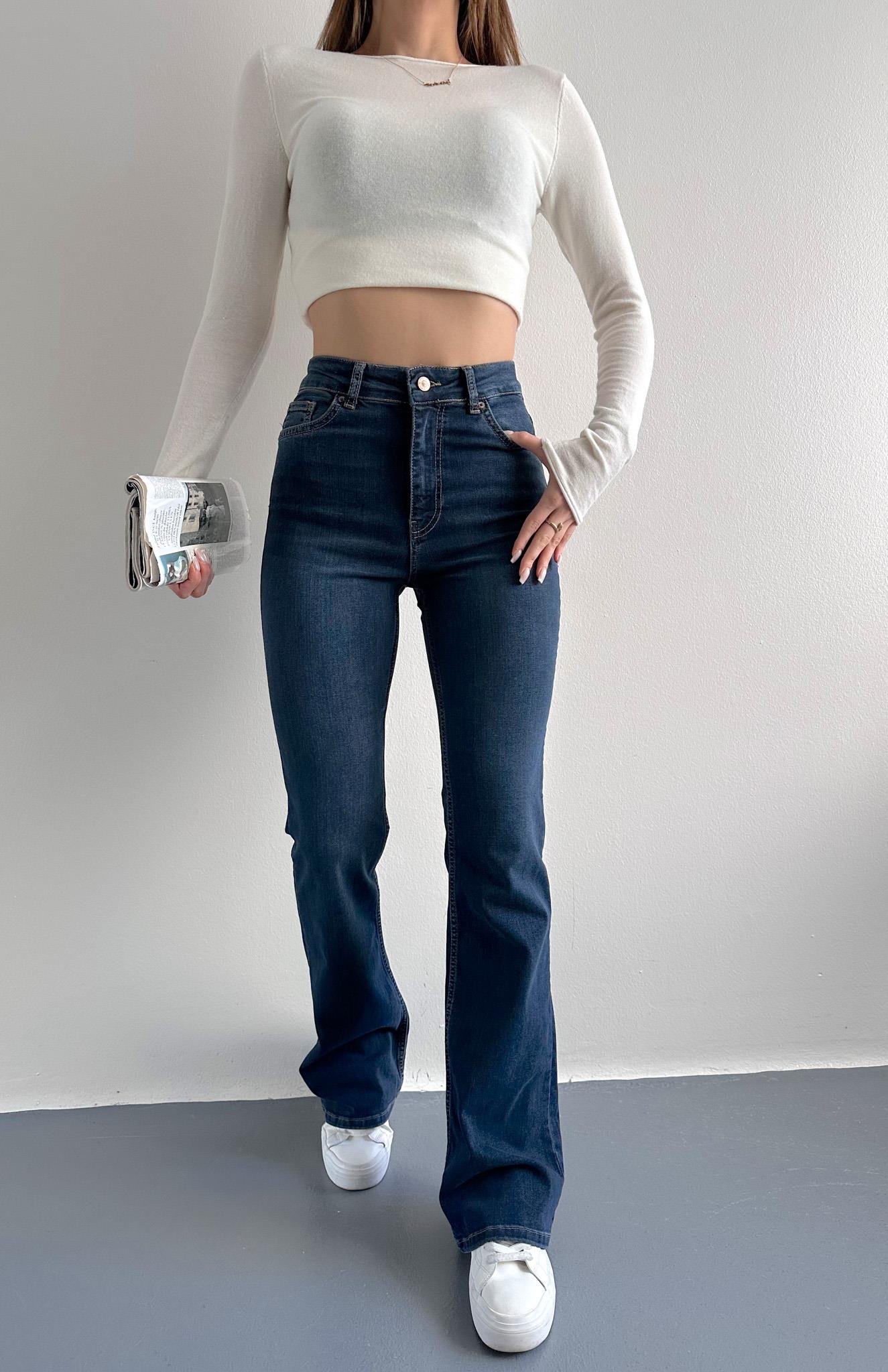 Koyu Renk İspanyol Paça Pantolon LACİVERT