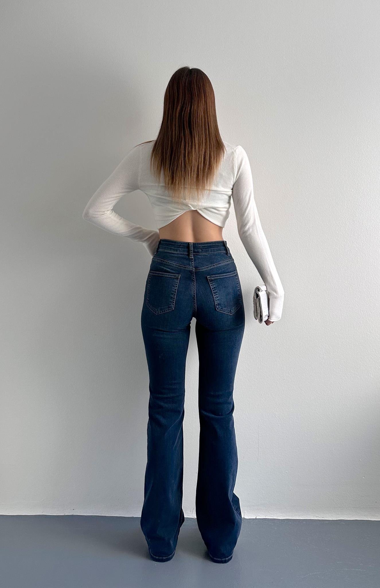 Koyu Renk İspanyol Paça Pantolon LACİVERT