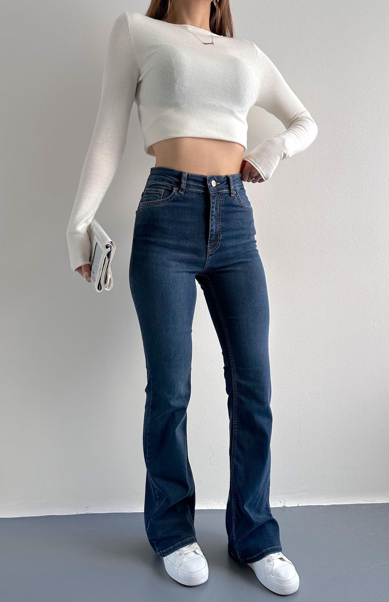 Koyu Renk İspanyol Paça Pantolon LACİVERT