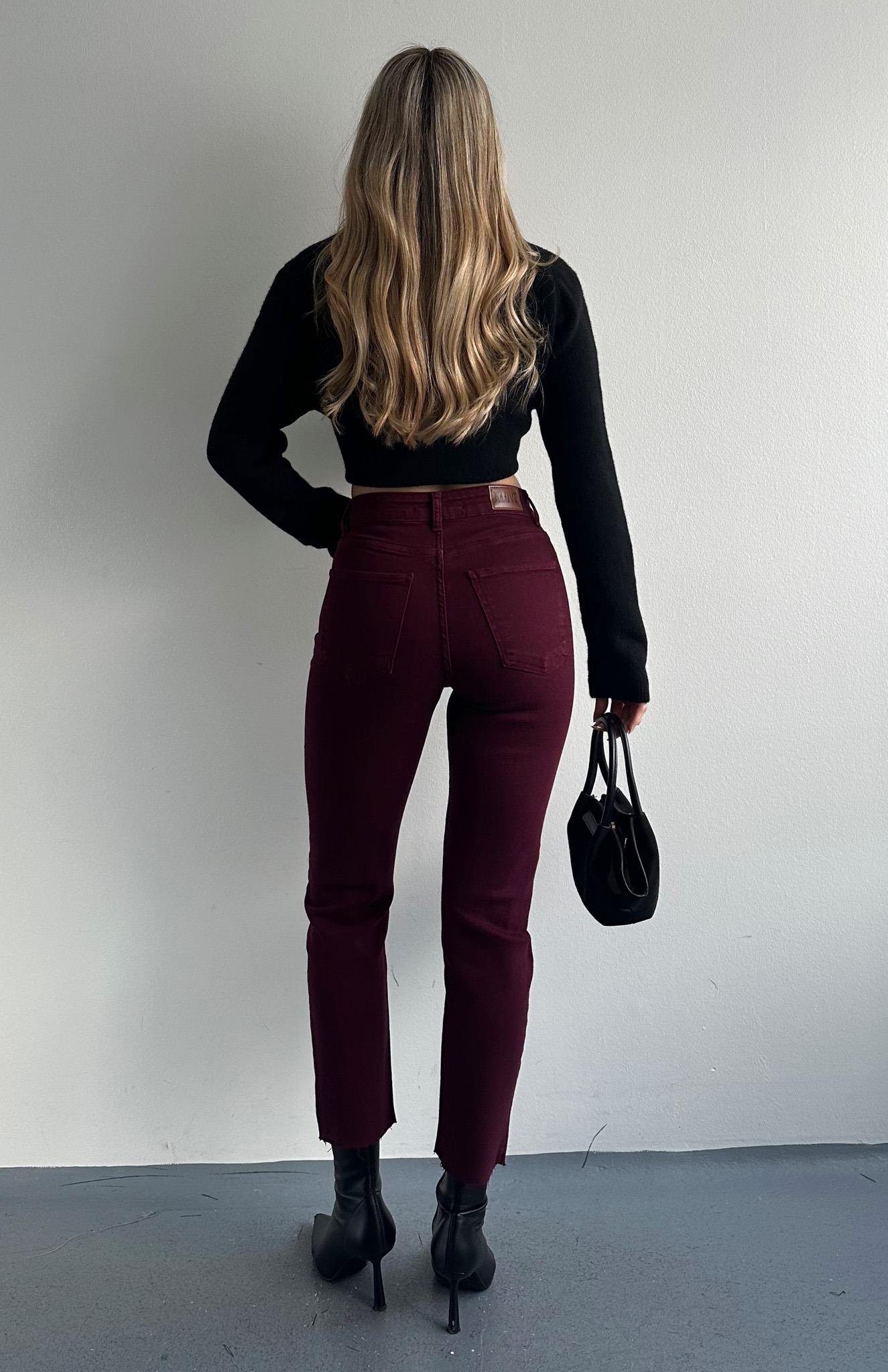 Mom Fit Pantolon BORDO
