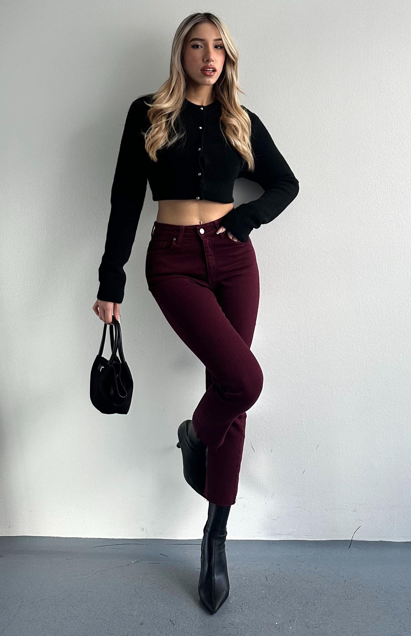 Mom Fit Pantolon BORDO