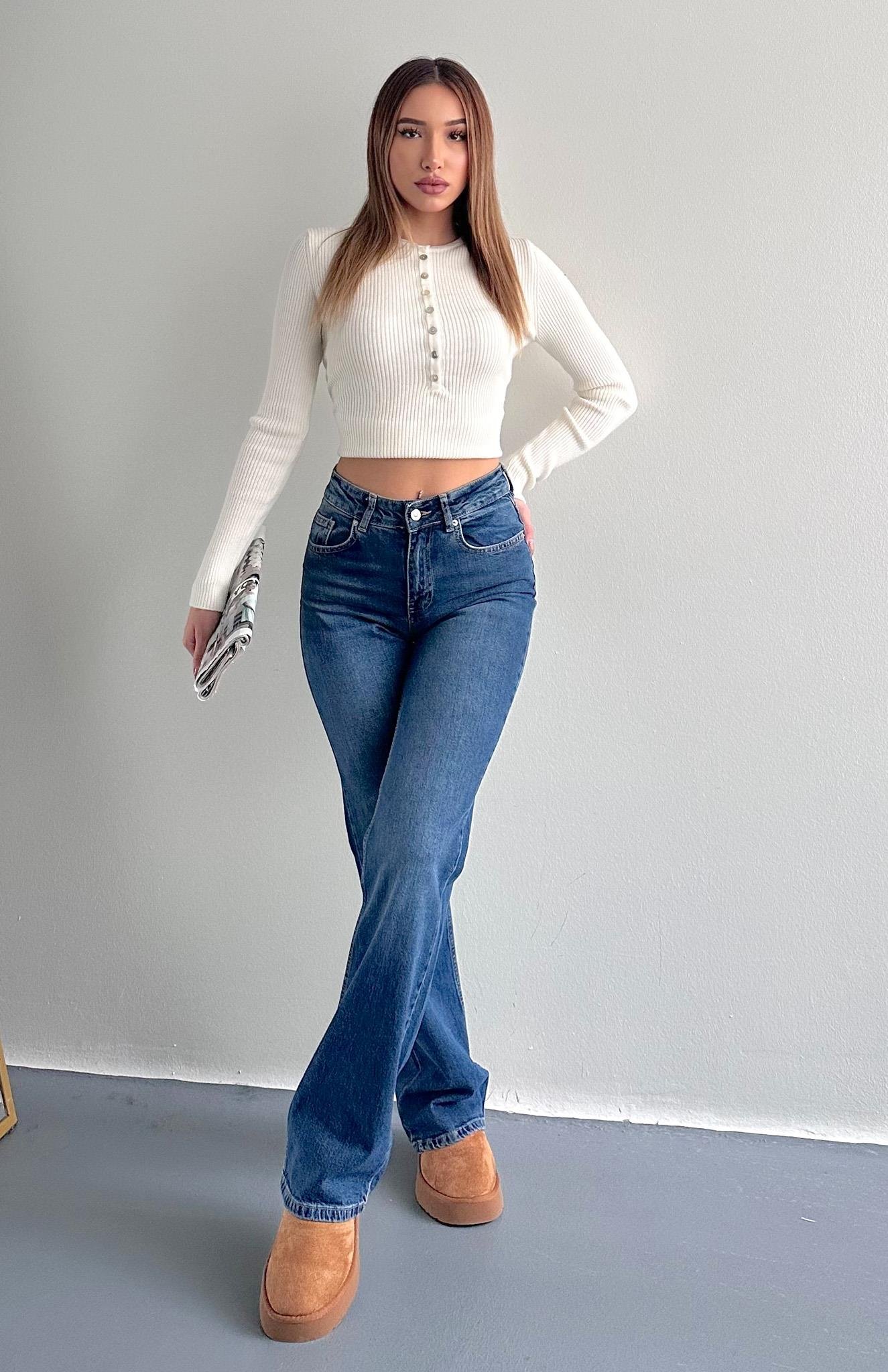 Orta Bel Bootcut Pantolon MAVİ
