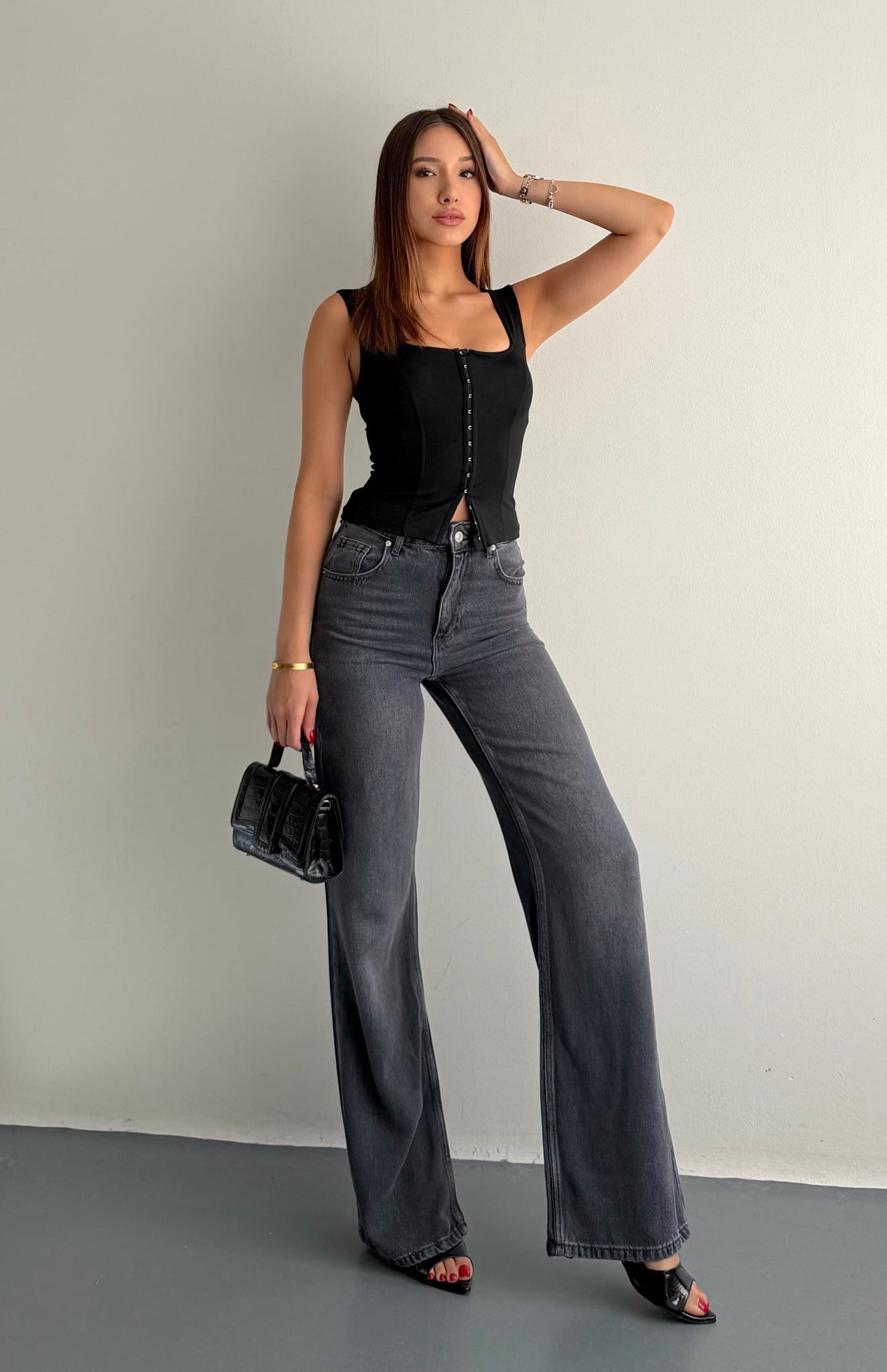 Tencel Wideleg Pantolon SİYAH