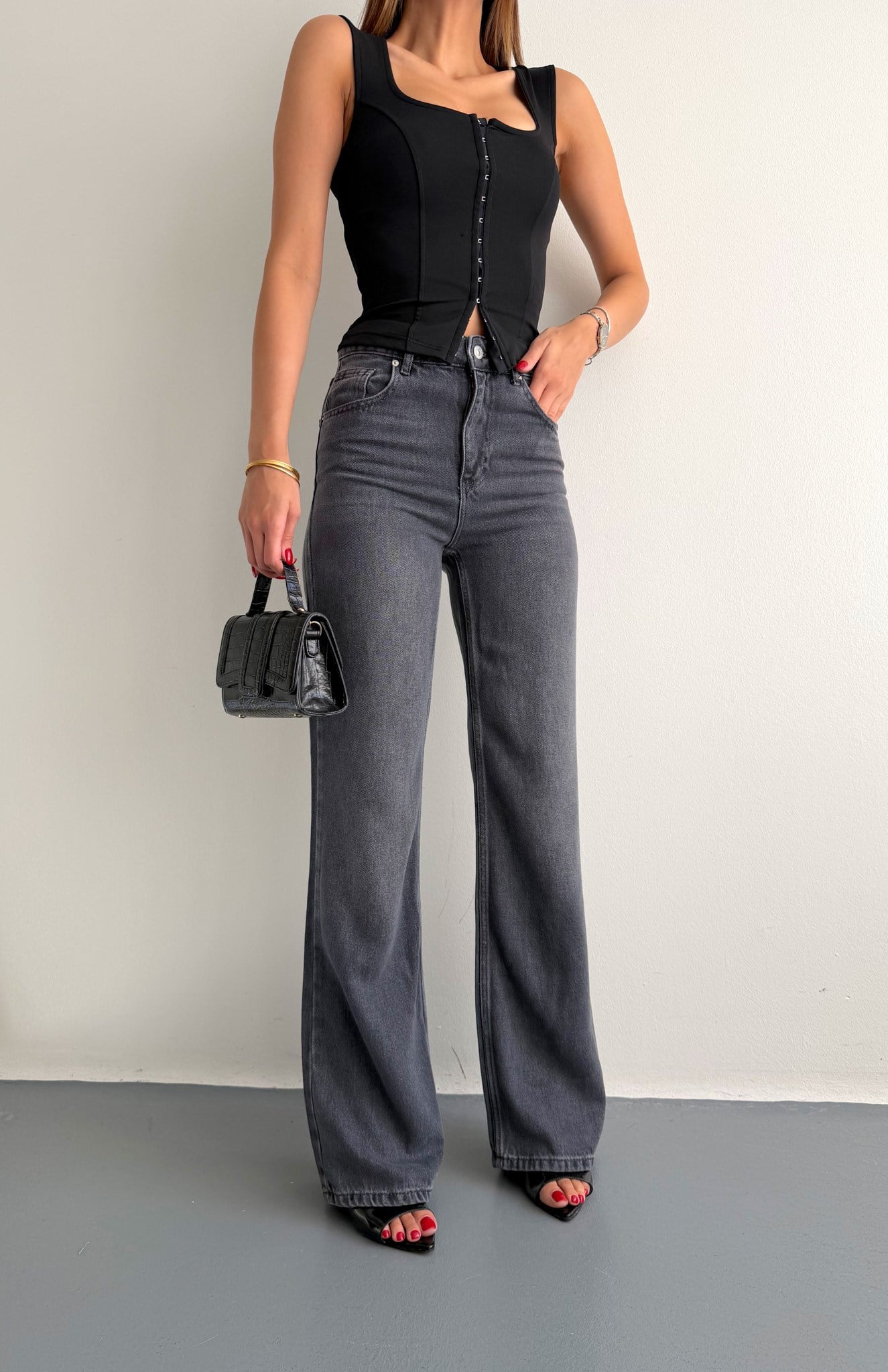 Tencel Wideleg Pantolon SİYAH