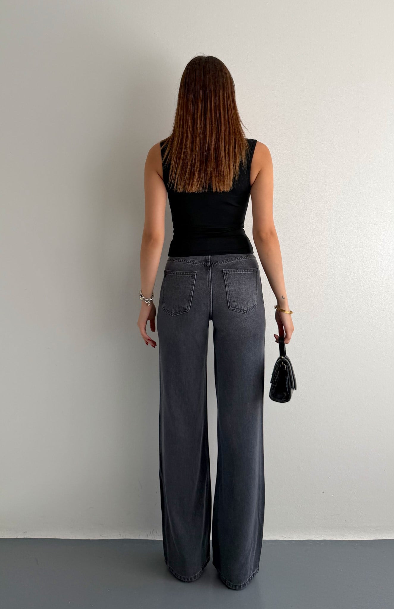 Tencel Wideleg Pantolon SİYAH