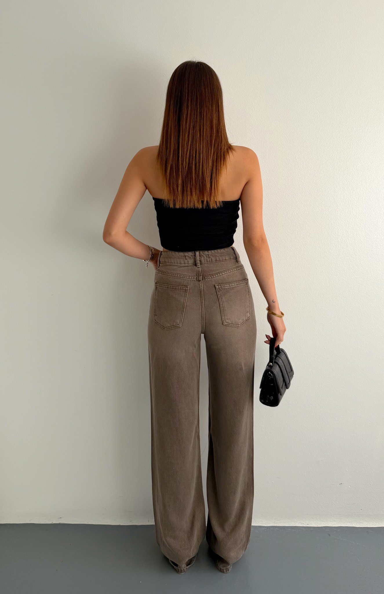 Wideleg Tencel Pantolon KAHVERENGİ