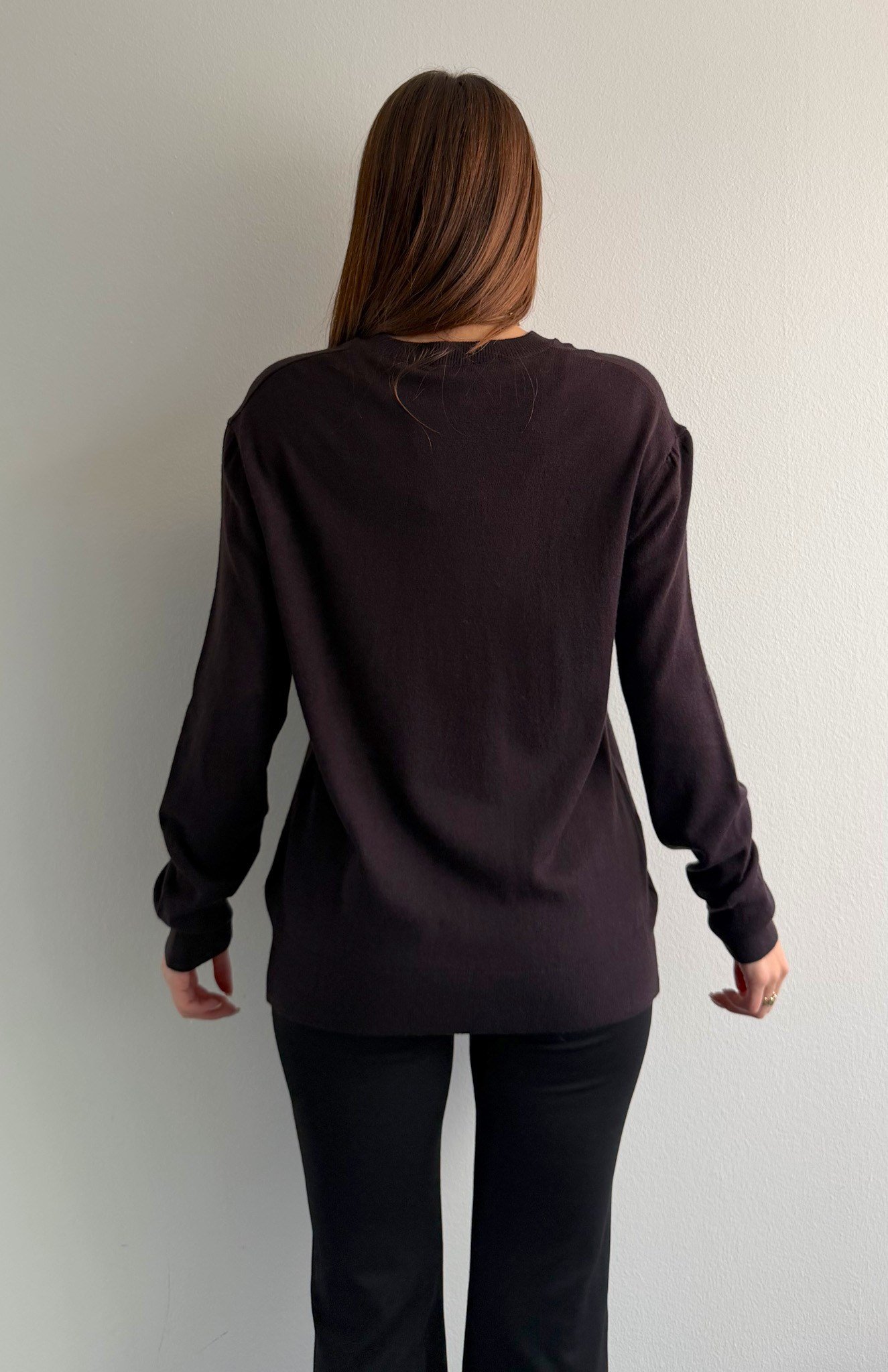 Bisiklet Yaka Basic Triko Kazak KOYU KAHVE