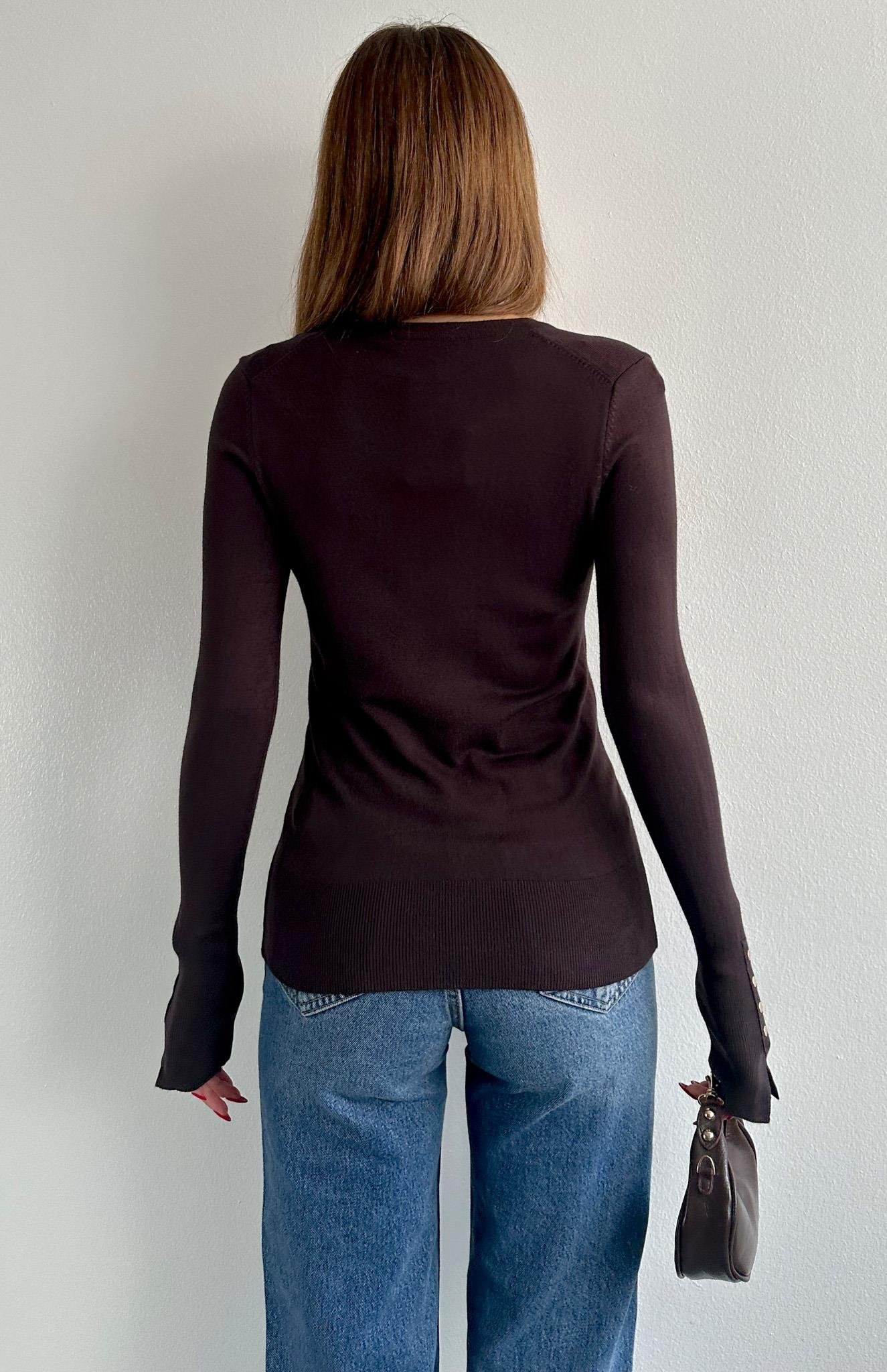 Bisiklet Yaka Kol Ortasi Droplu Kazak KOYU KAHVE