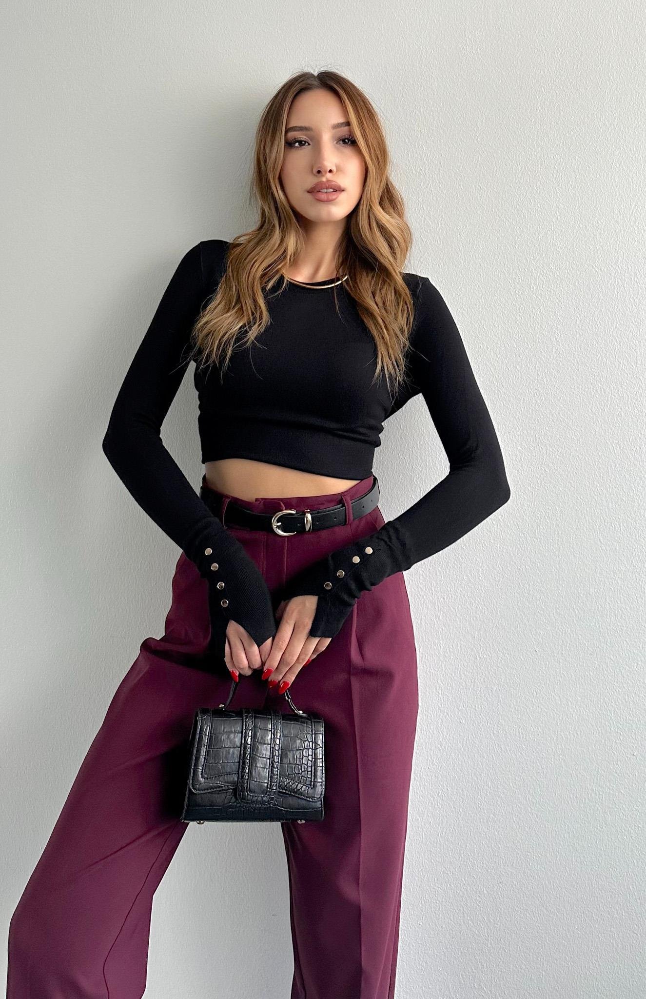 Bisiklet Yaka Kol Ortasi Droplu Kazak SİYAH