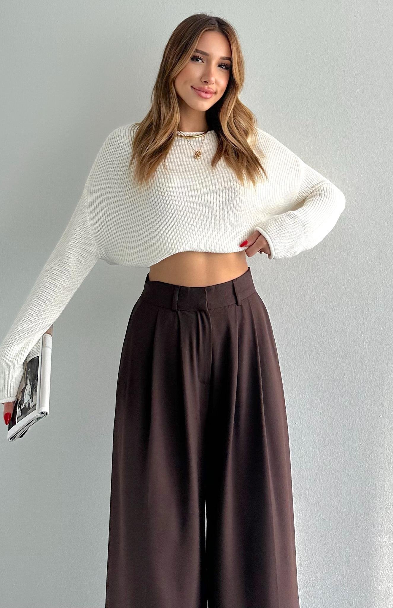 Kayık Yaka Basic Triko Kazak EKRU