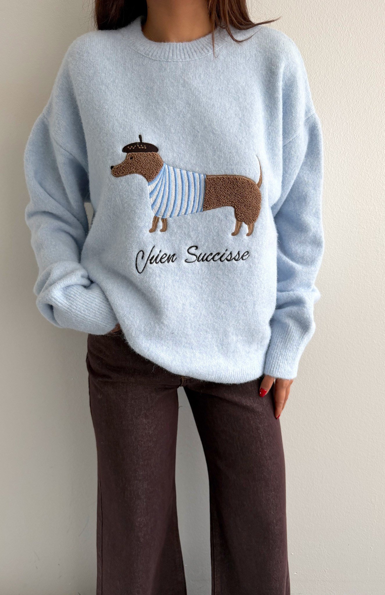 Köpek Baskılı Sweatshırt B.MAVİ