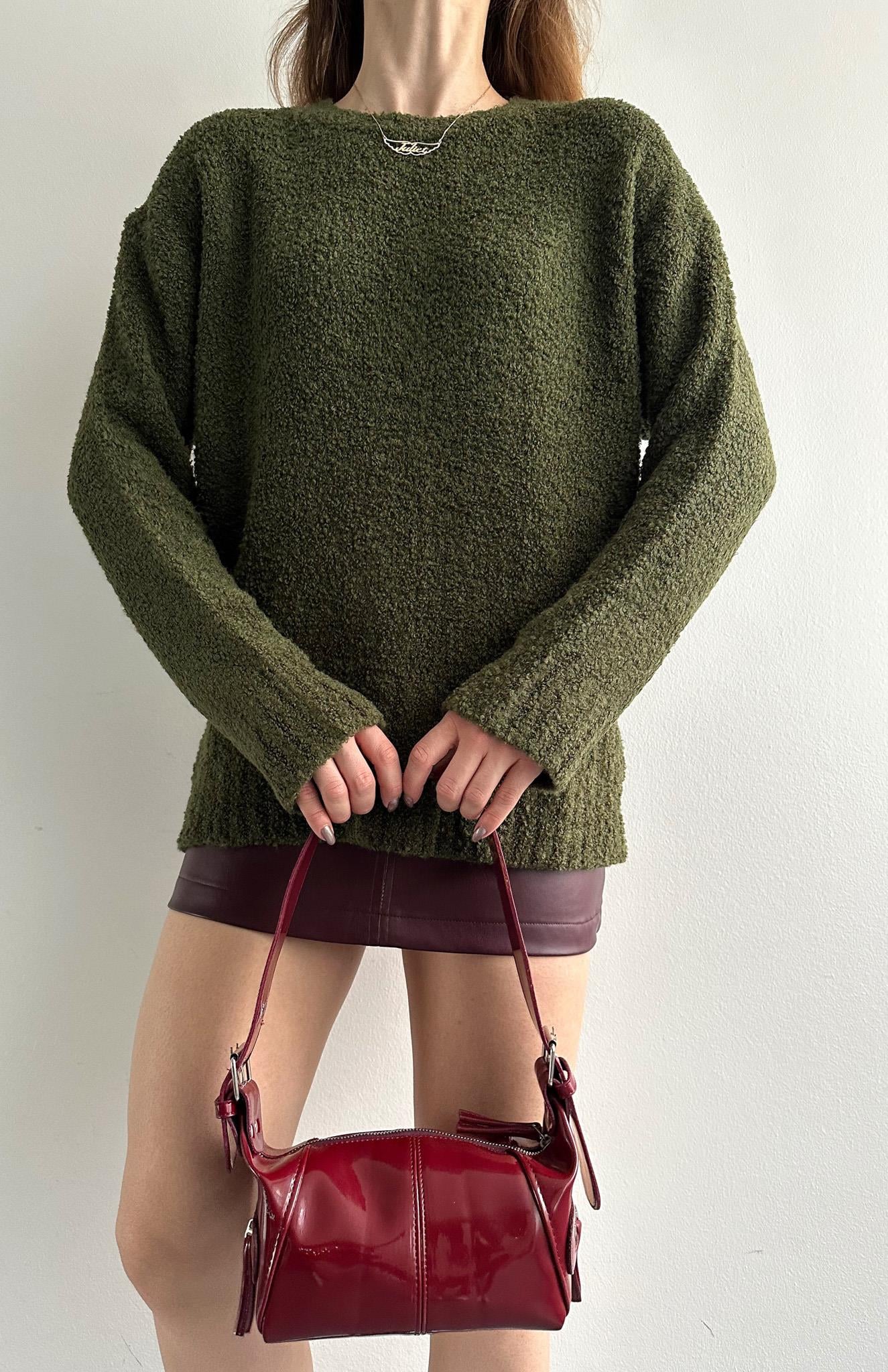 Oversize Pinterest Buklet Kazak HAKİ