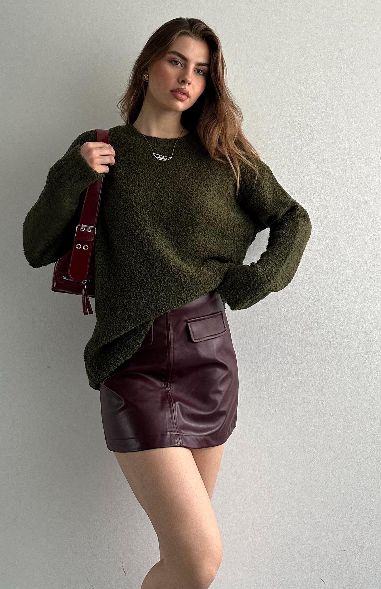 Oversize Pinterest Buklet Kazak HAKİ