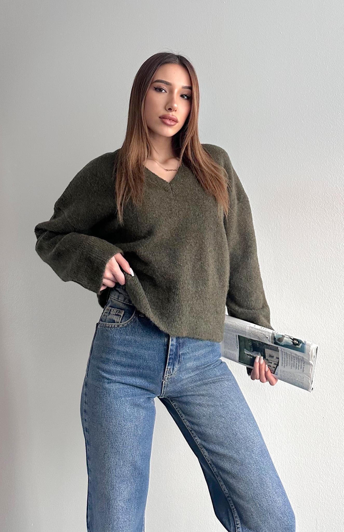 V Yaka Yumuşak Dokulu Kazak HAKİ