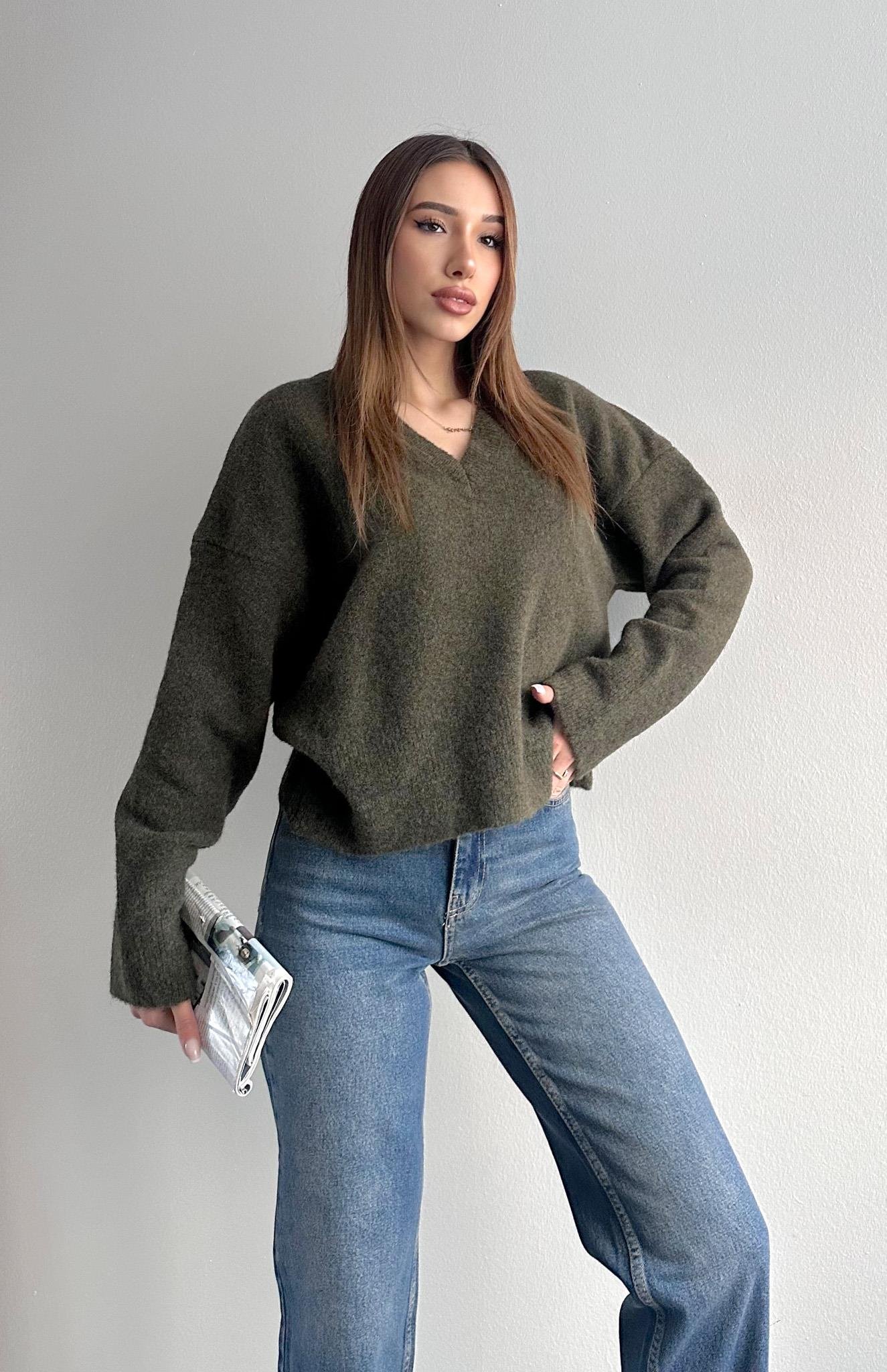 V Yaka Yumuşak Dokulu Kazak HAKİ