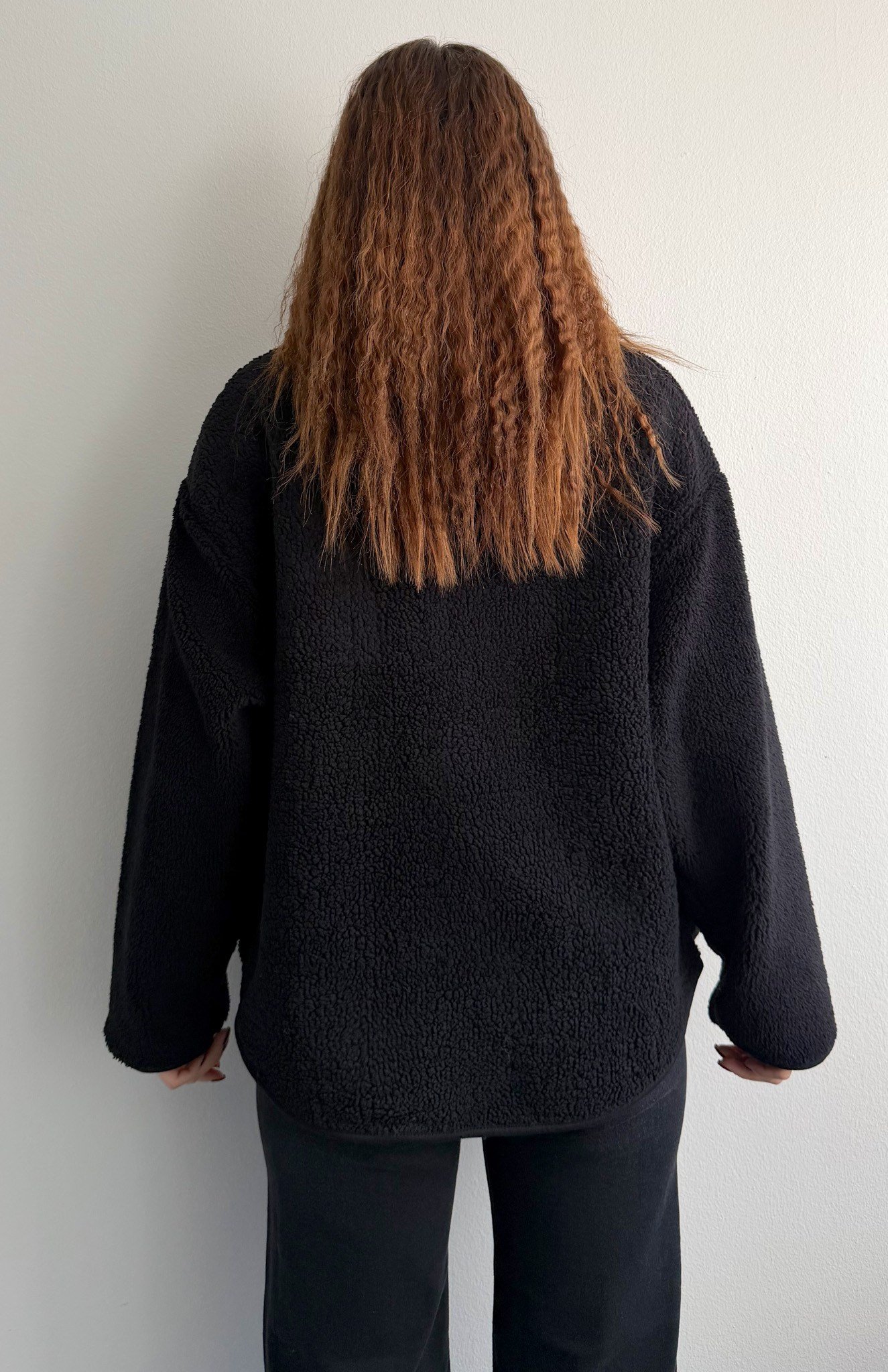 Alo Baskılı Peluş Mont SİYAH