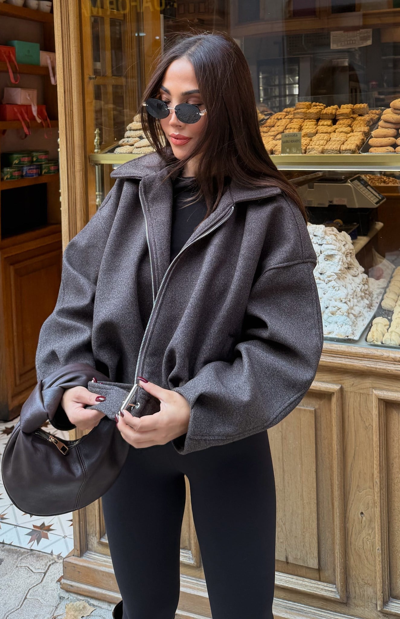 Bomber Kaşe Mont KAHVERENGİ