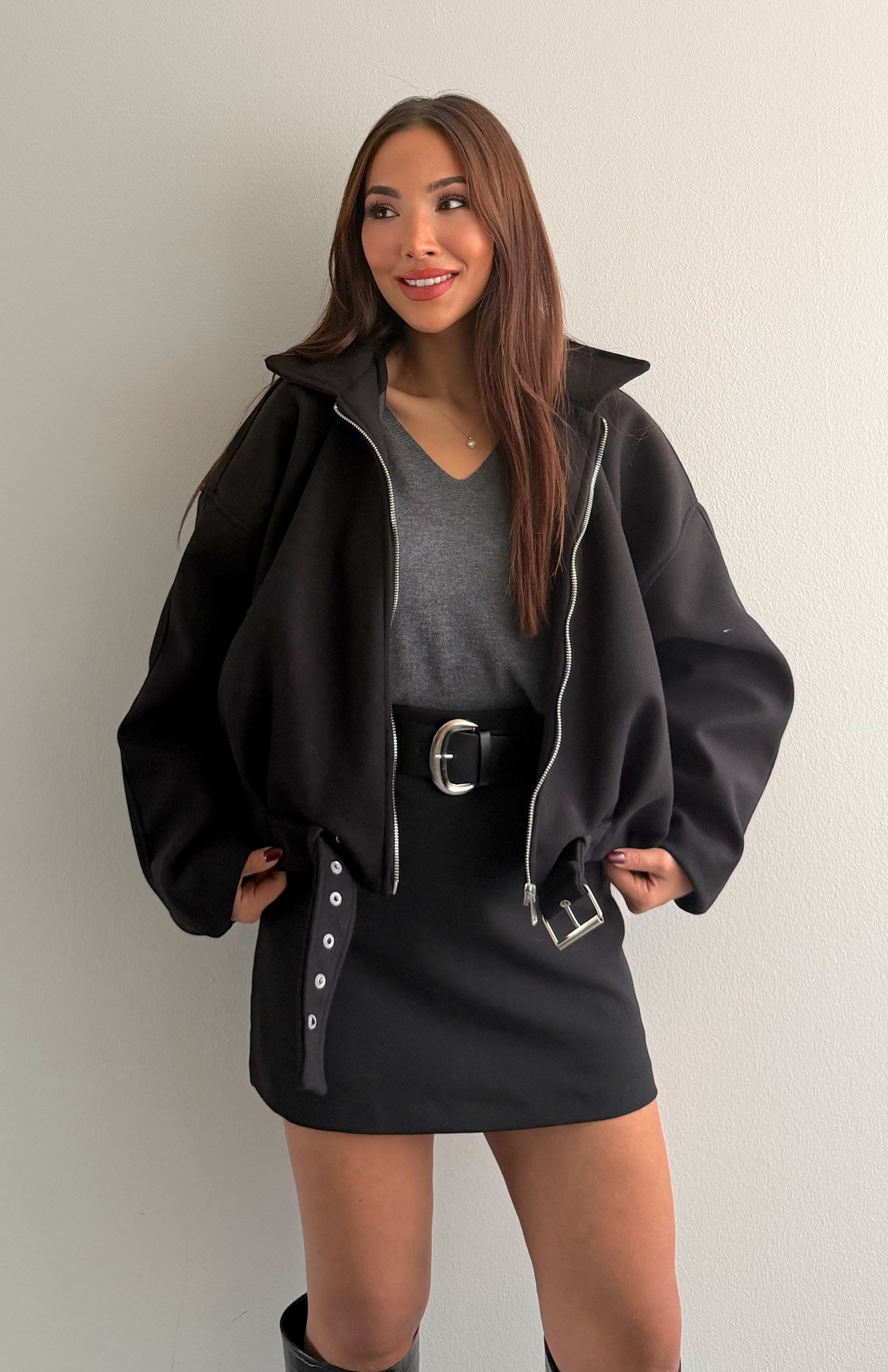 Bomber Kaşe Mont SİYAH