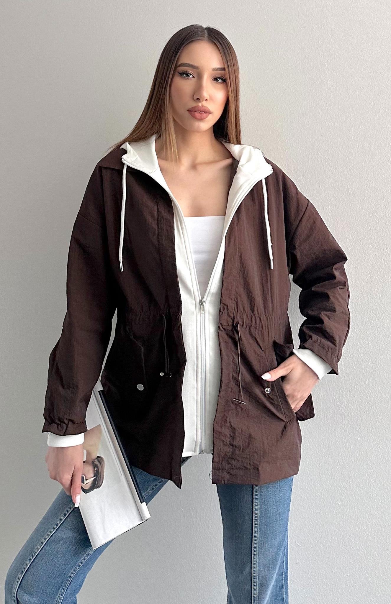 Garnili Oversize Mont KAHVERENGİ