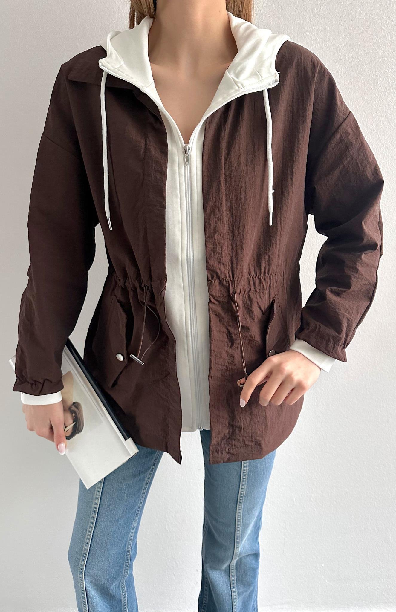 Garnili Oversize Mont KAHVERENGİ