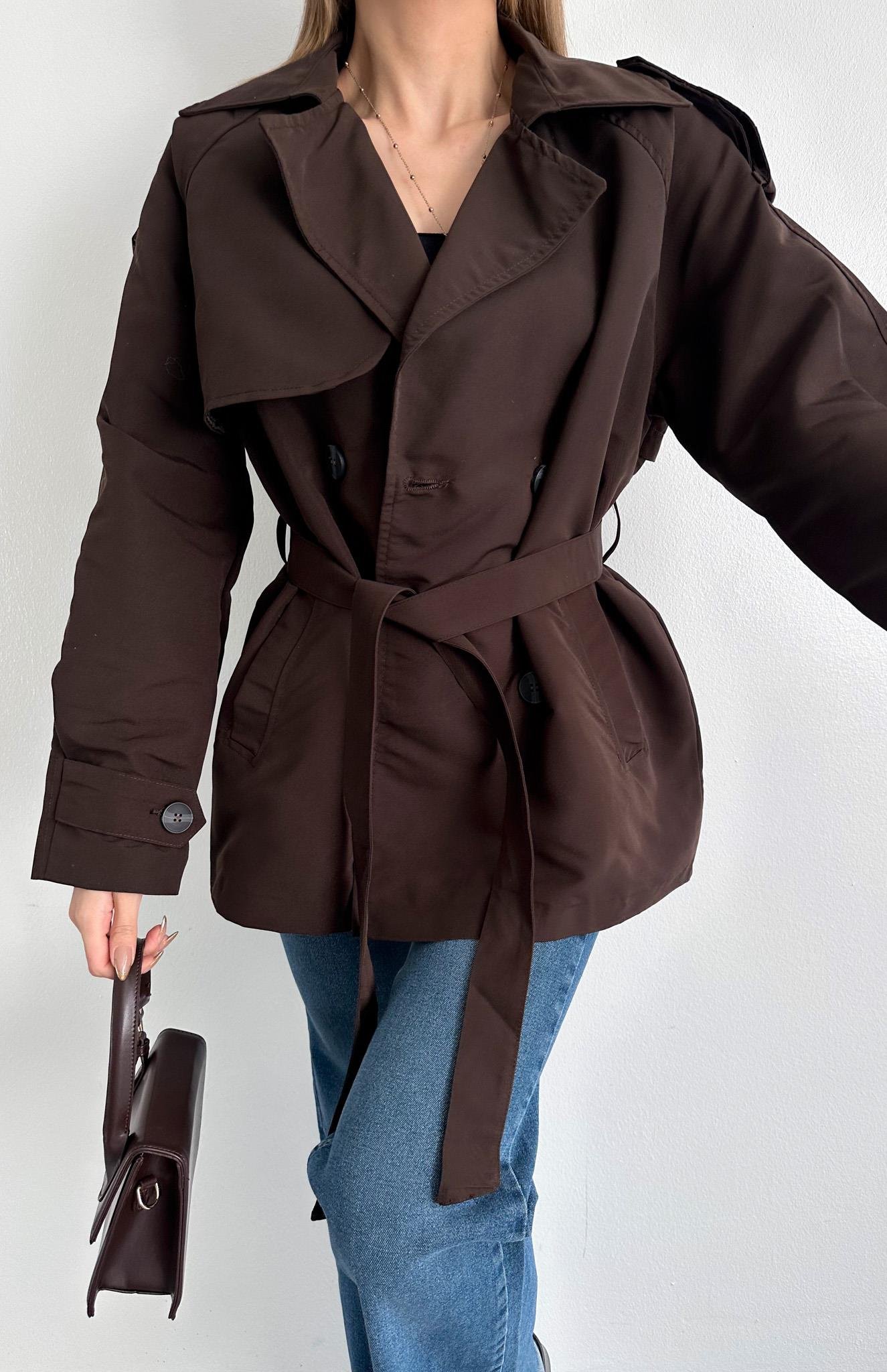 Kuşak Kemerli Trençkot KAHVERENGİ