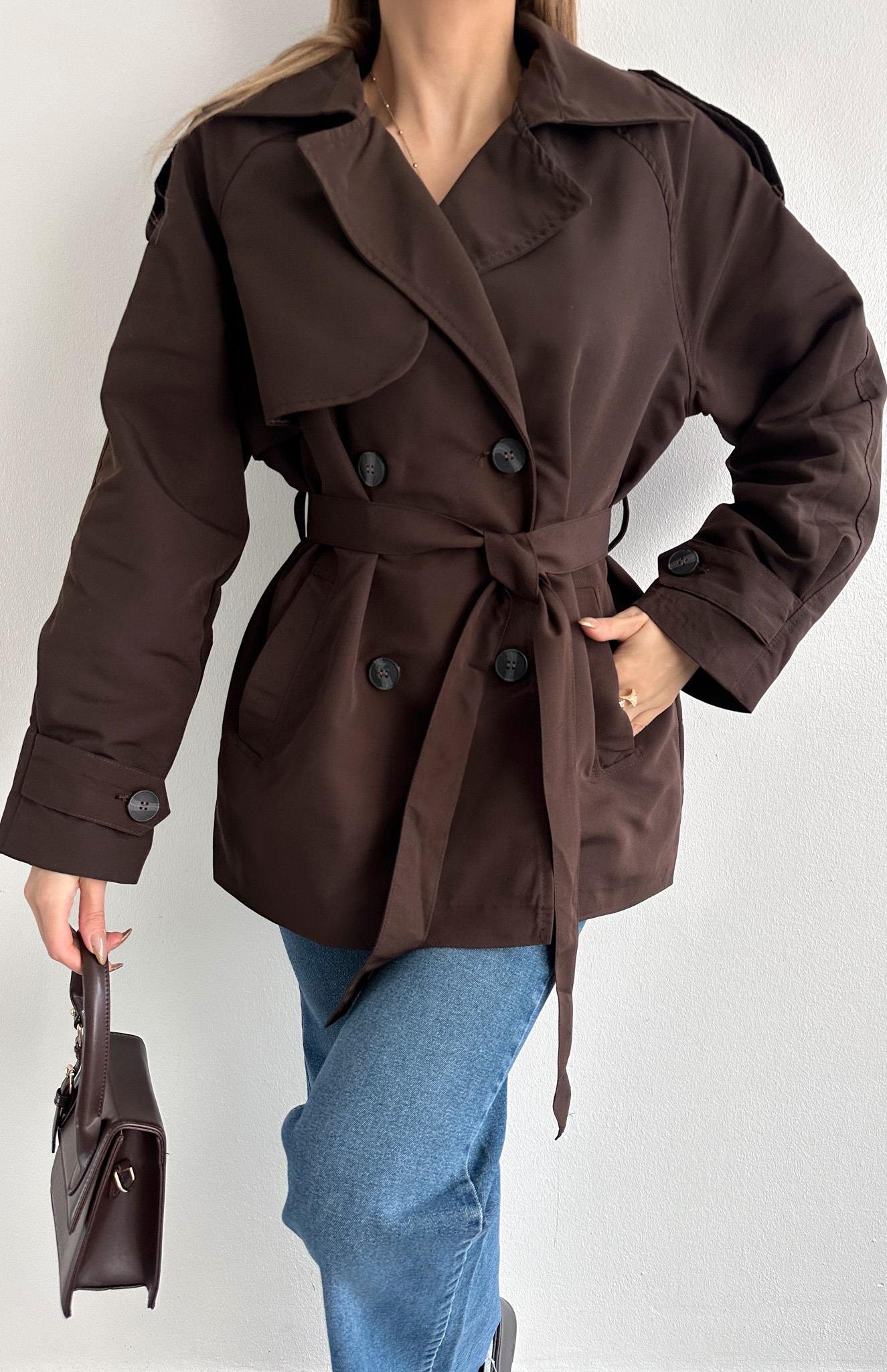 Kuşak Kemerli Trençkot KAHVERENGİ