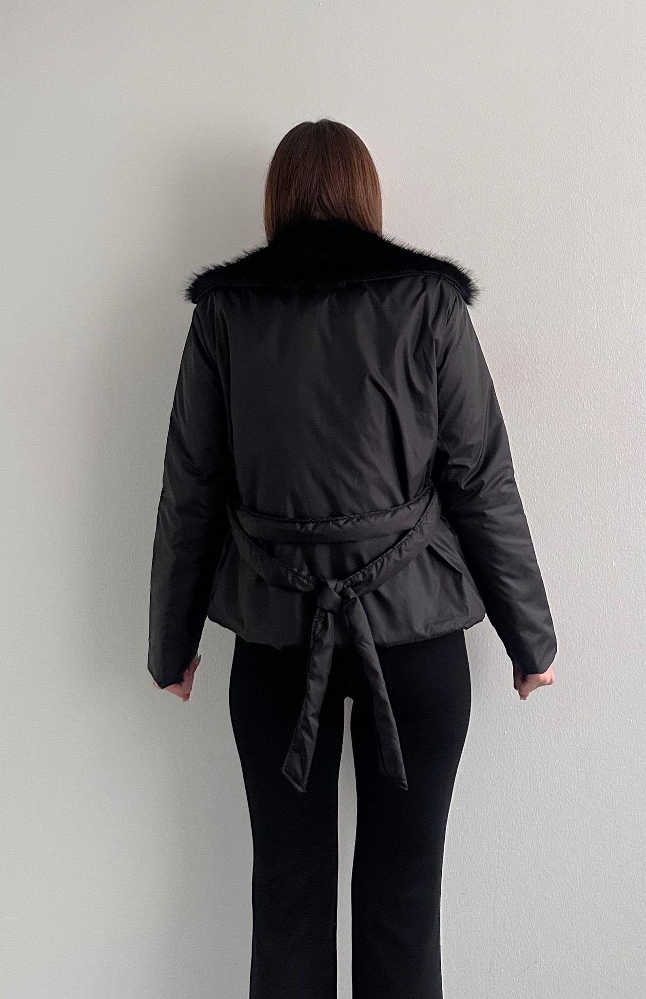 Yakası Kürklü Mont SİYAH