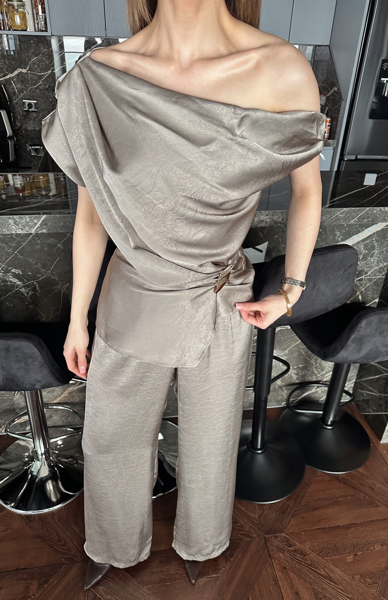 Bağcık Detaylı Pantolon VİZON