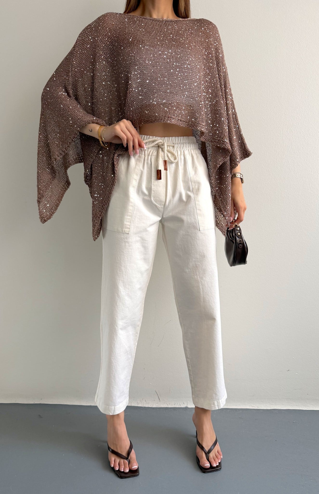 Bağcıklı Jogger Pantolon BEYAZ