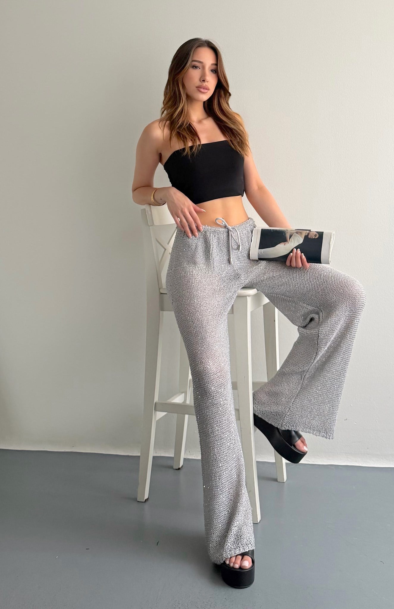 Beacwear Parlak Pantolon GRİ