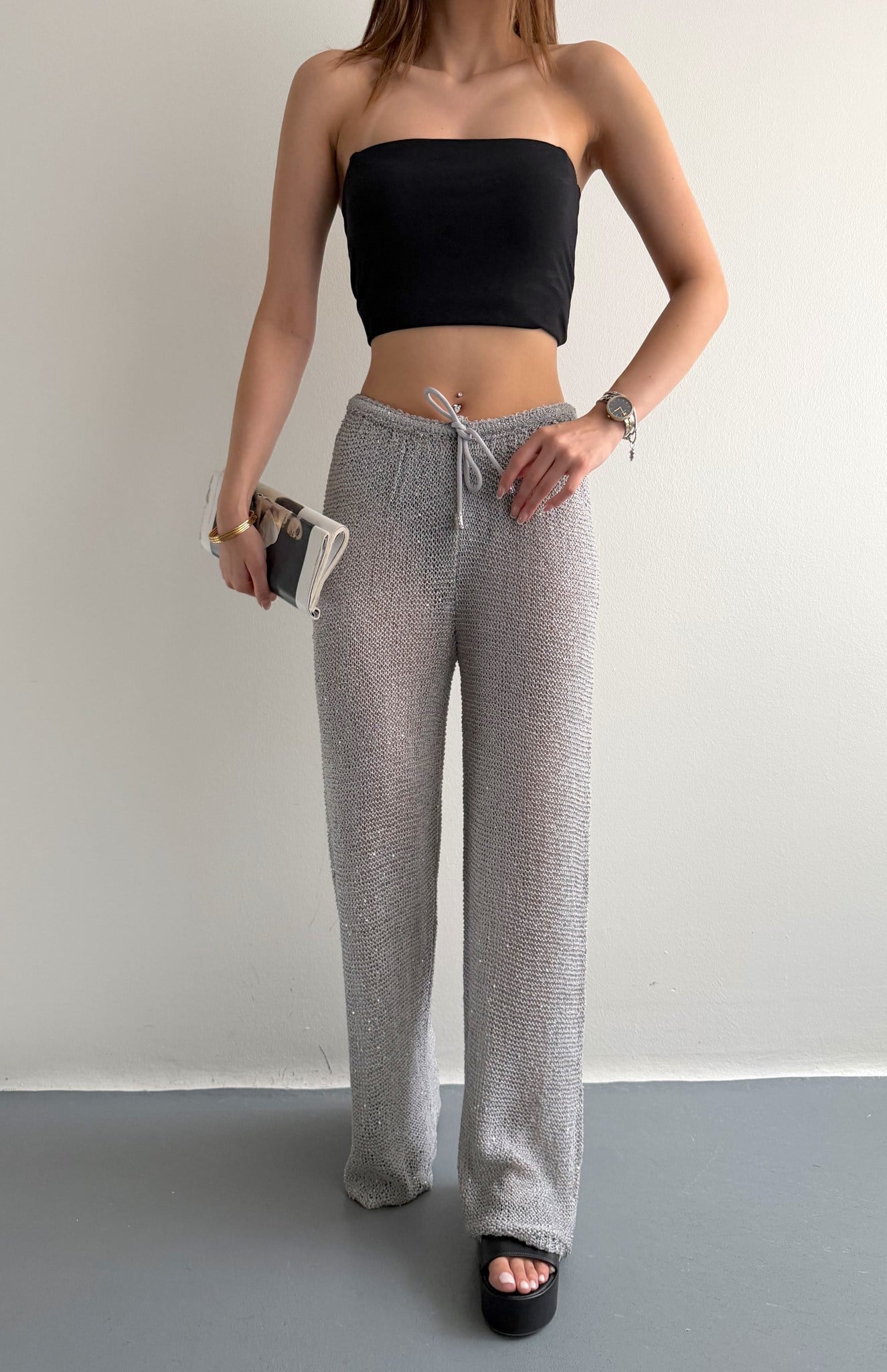 Beacwear Parlak Pantolon GRİ