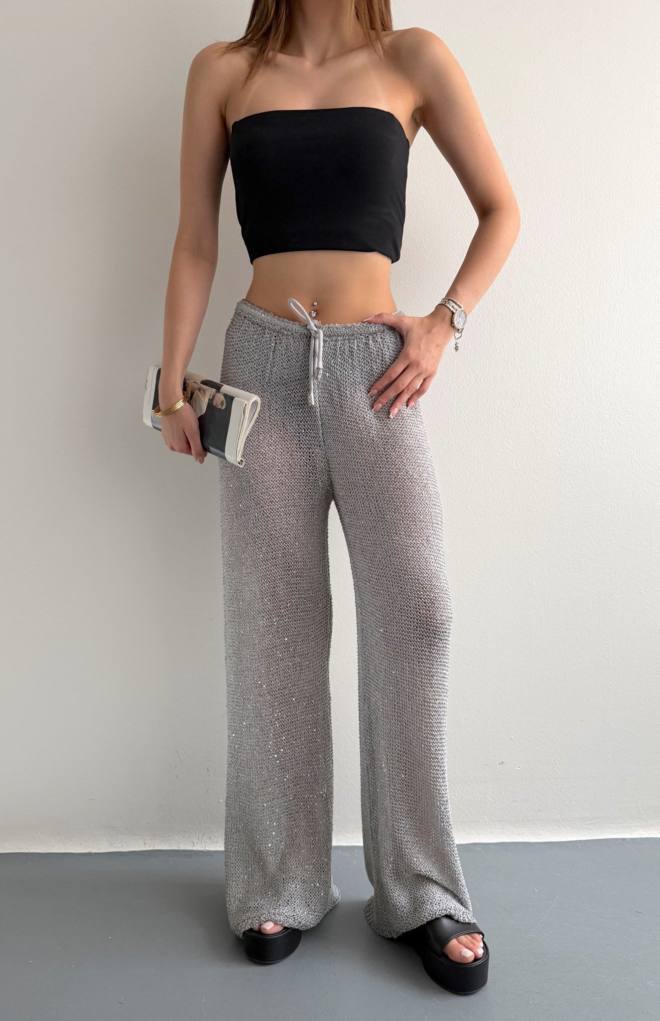 Beacwear Parlak Pantolon GRİ