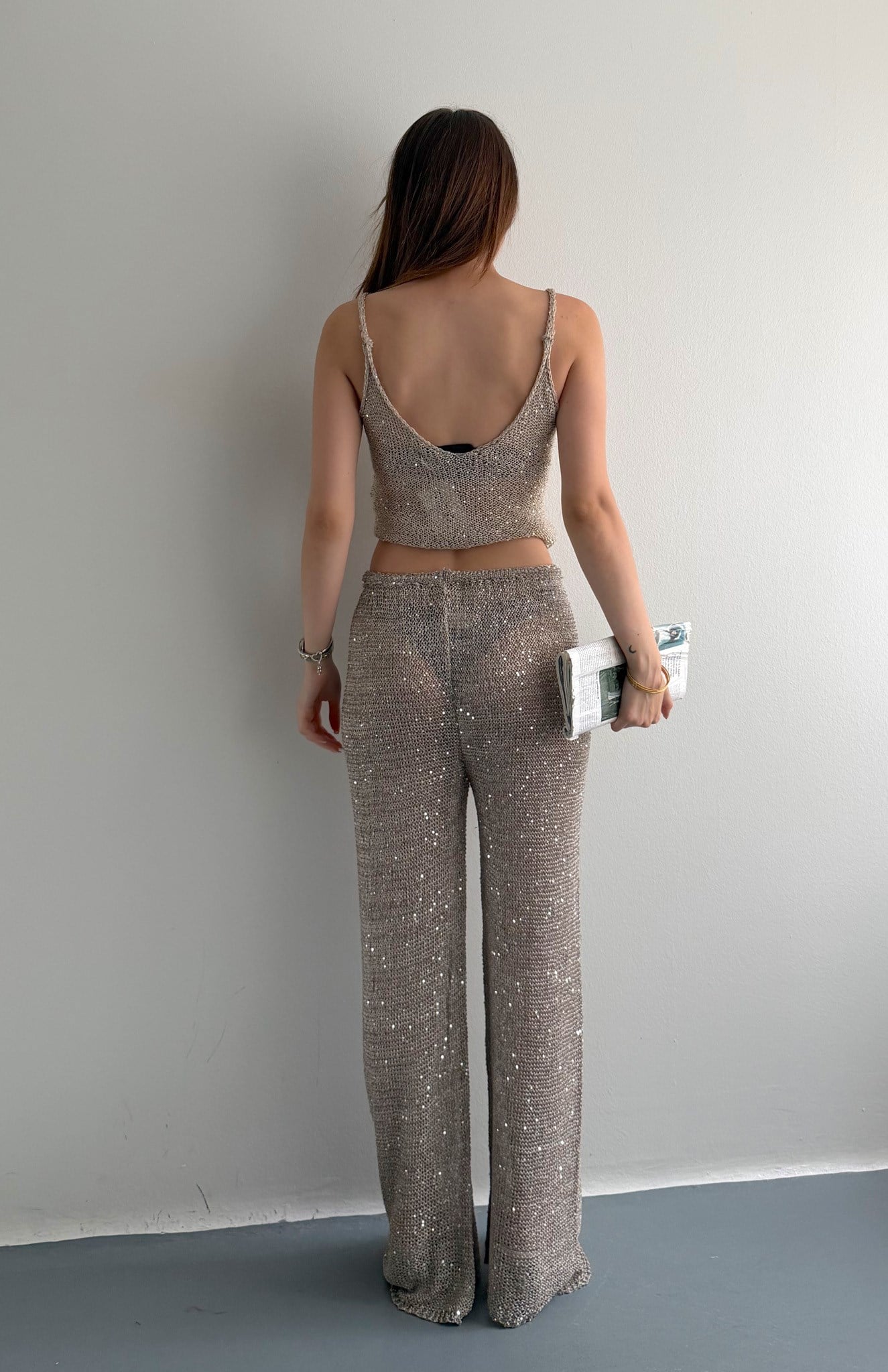 Beacwear Parlak Pantolon TAŞ